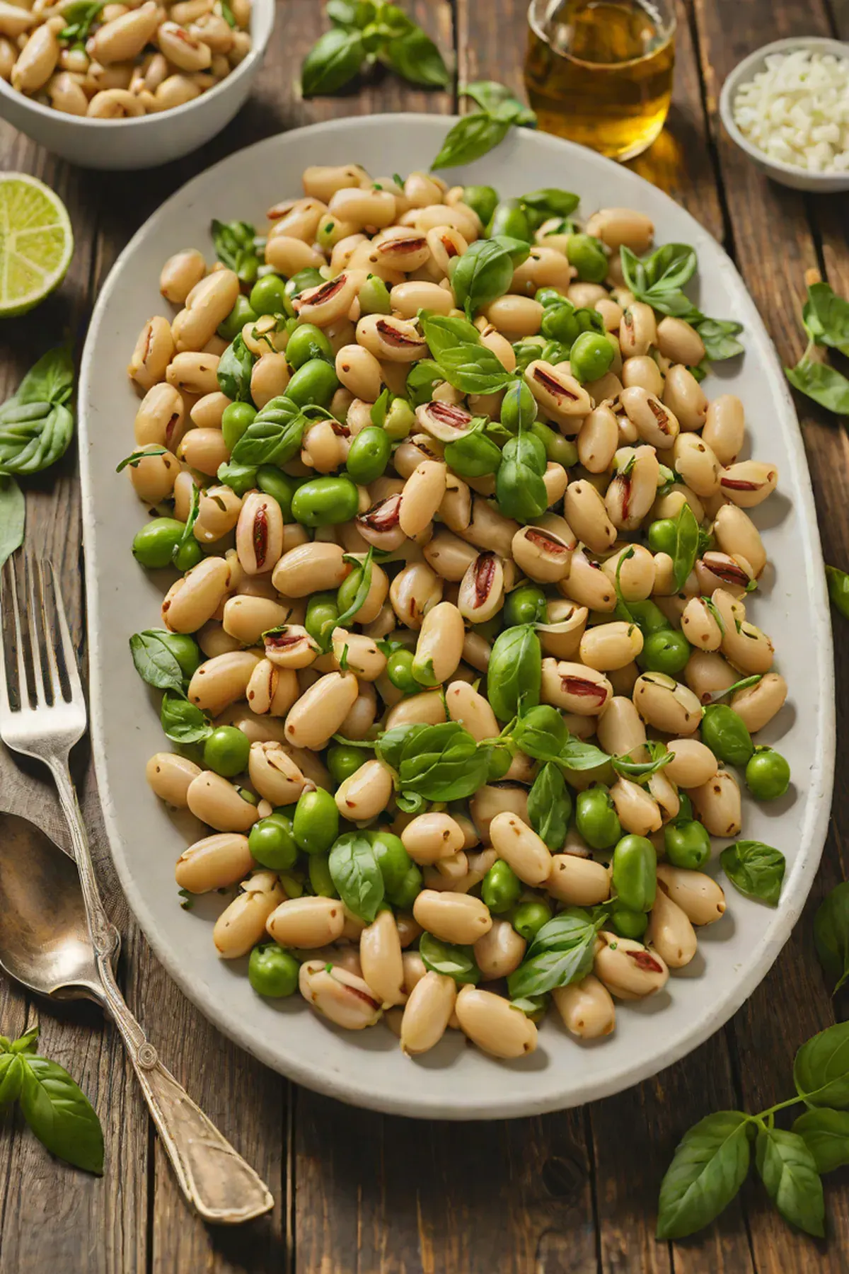 Grilled White Beans and Peas with Fresh Basil