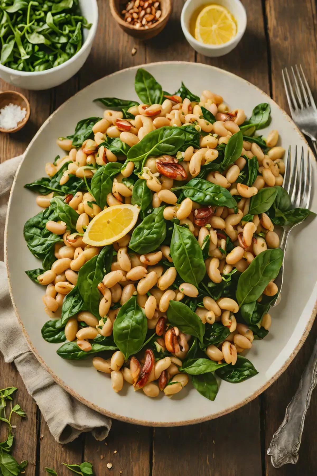 Grilled White Beans and Spinach