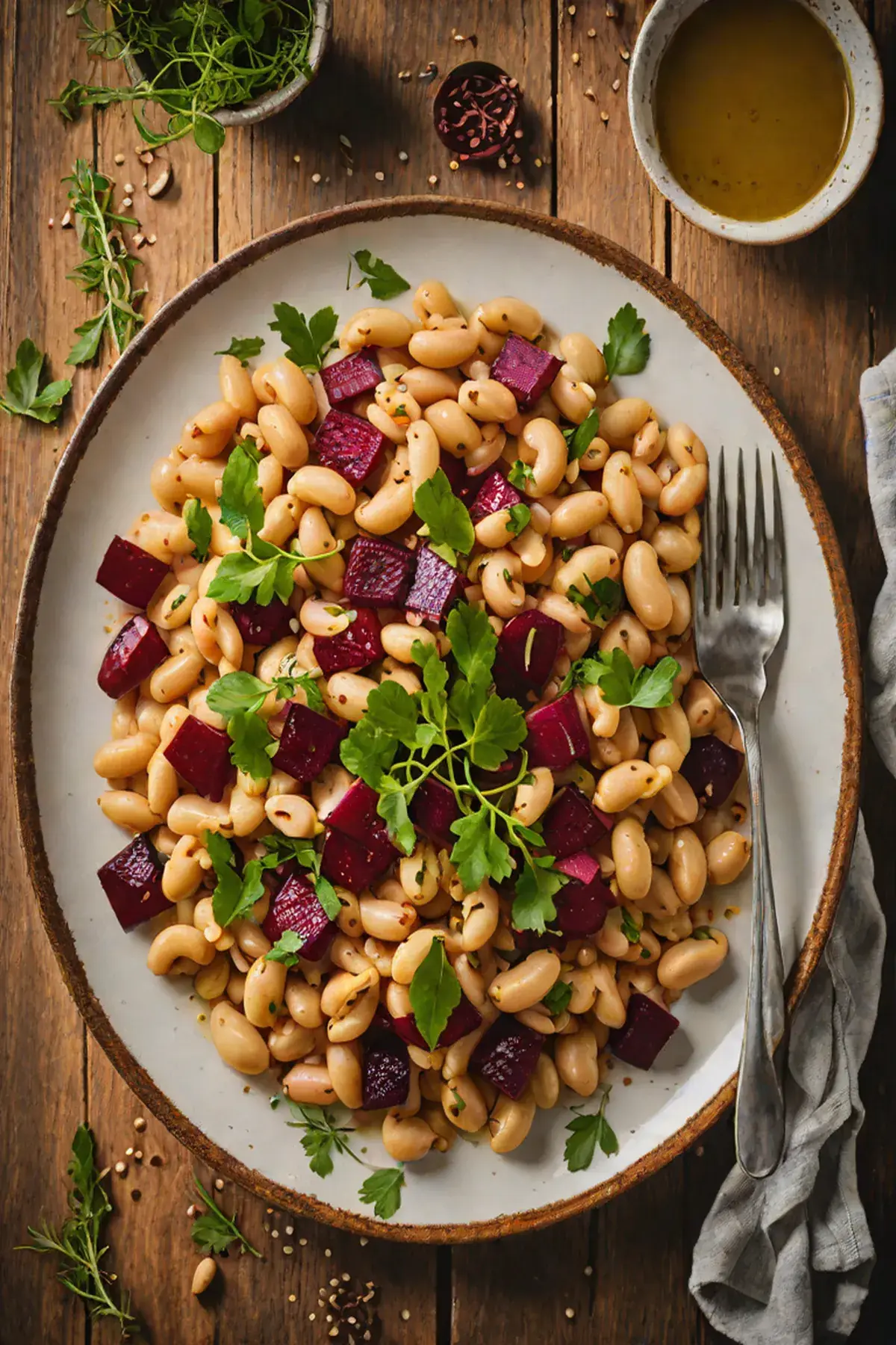 Grilled White Beans with Beetroot