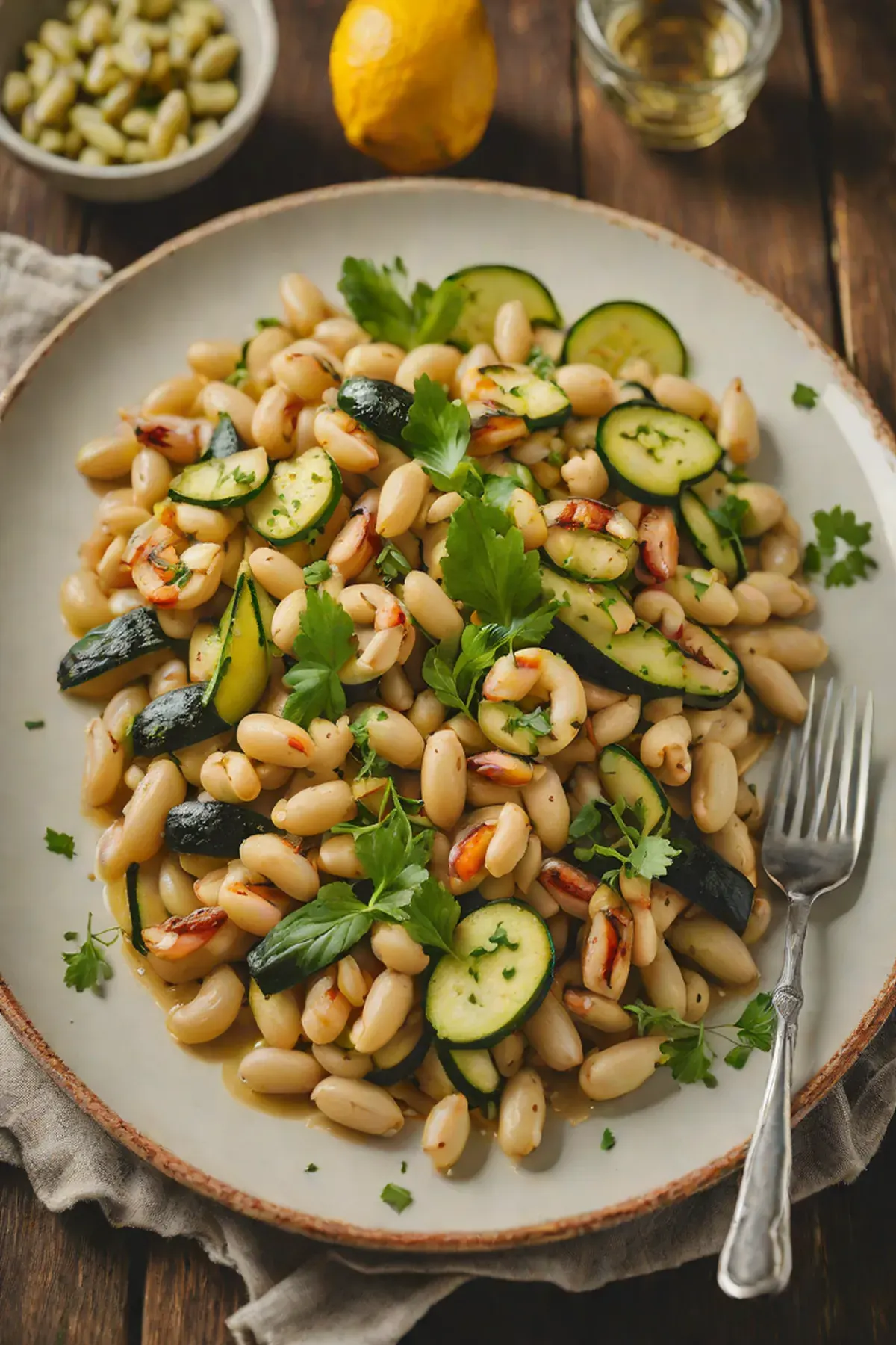 Grilled White Beans with Courgette