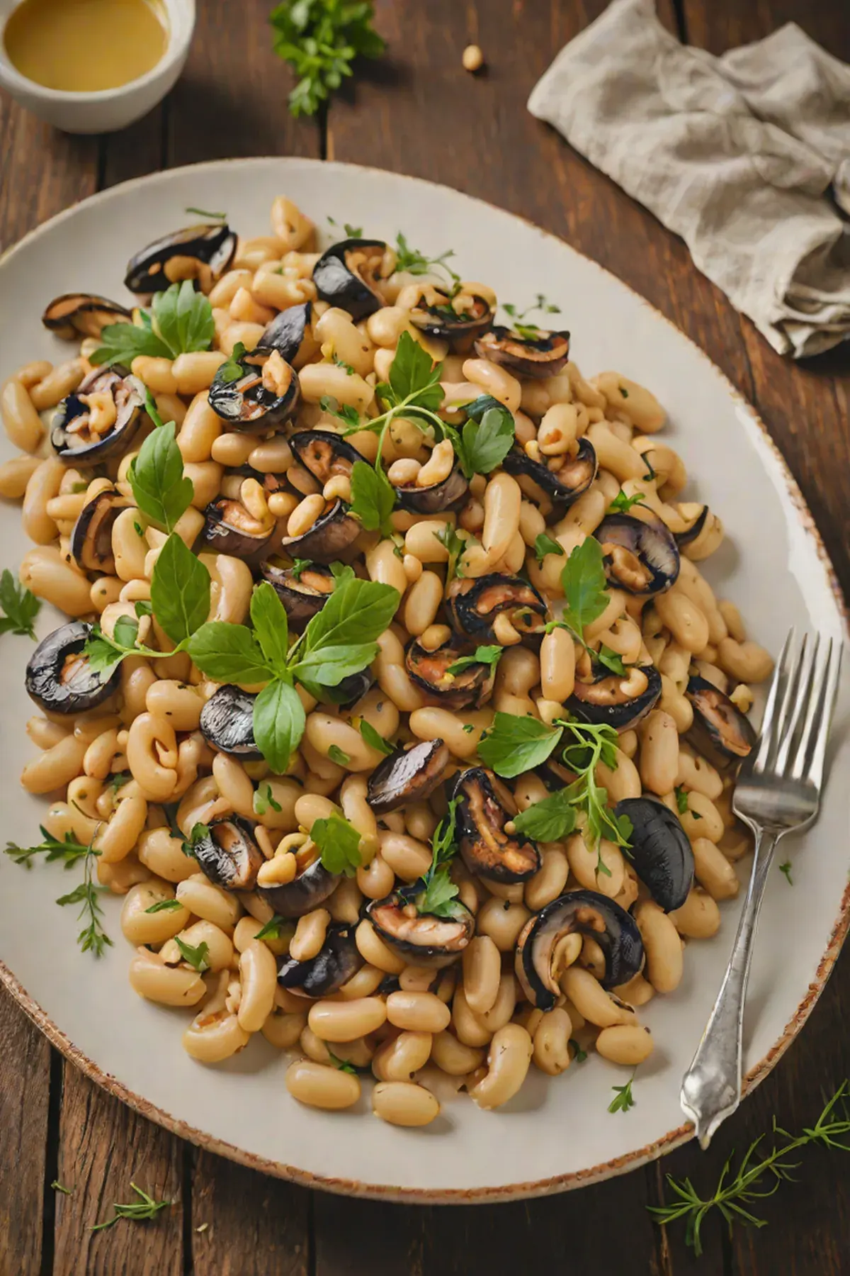 Grilled White Beans with Mushrooms