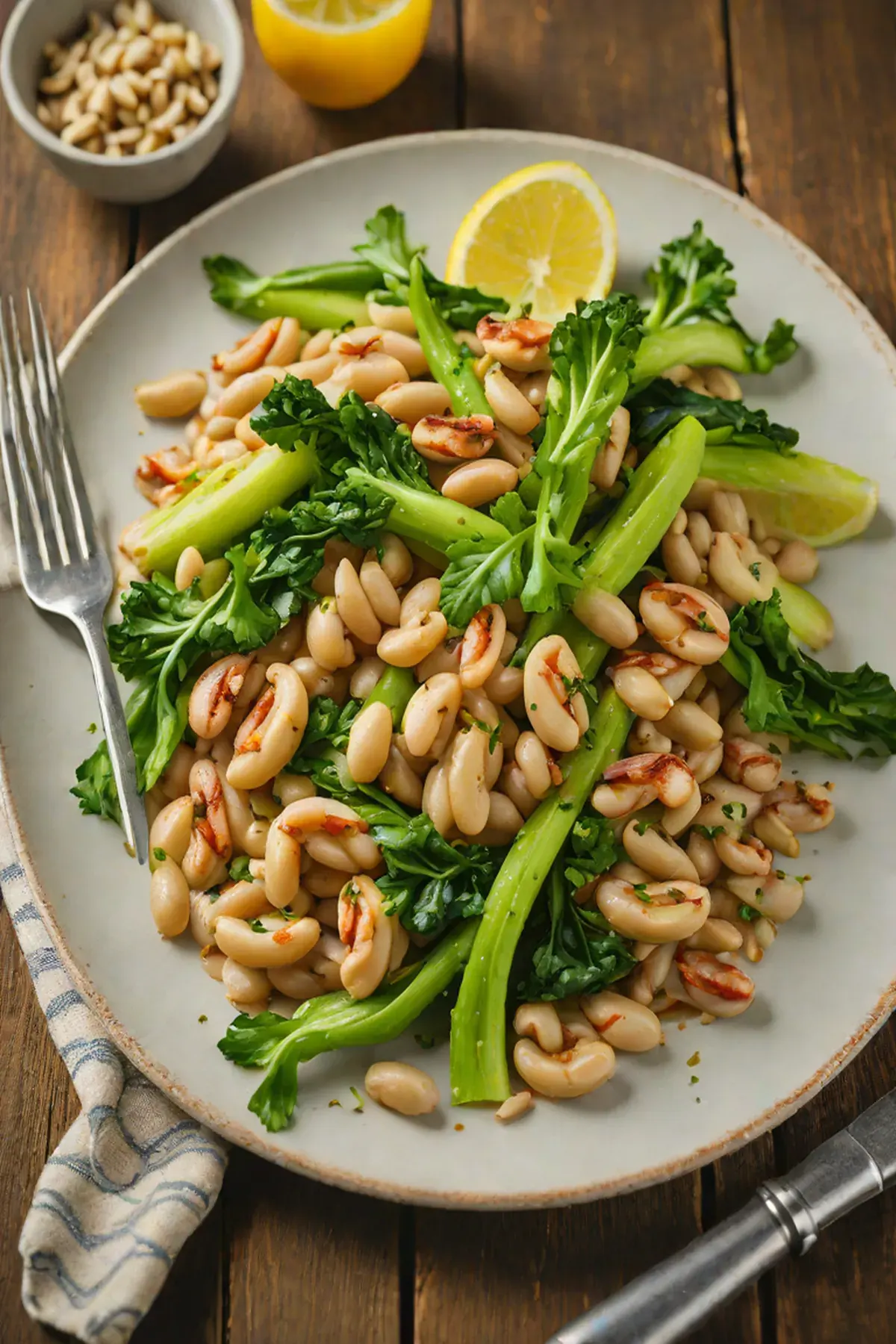 Grilled White Beans with Pak Choi