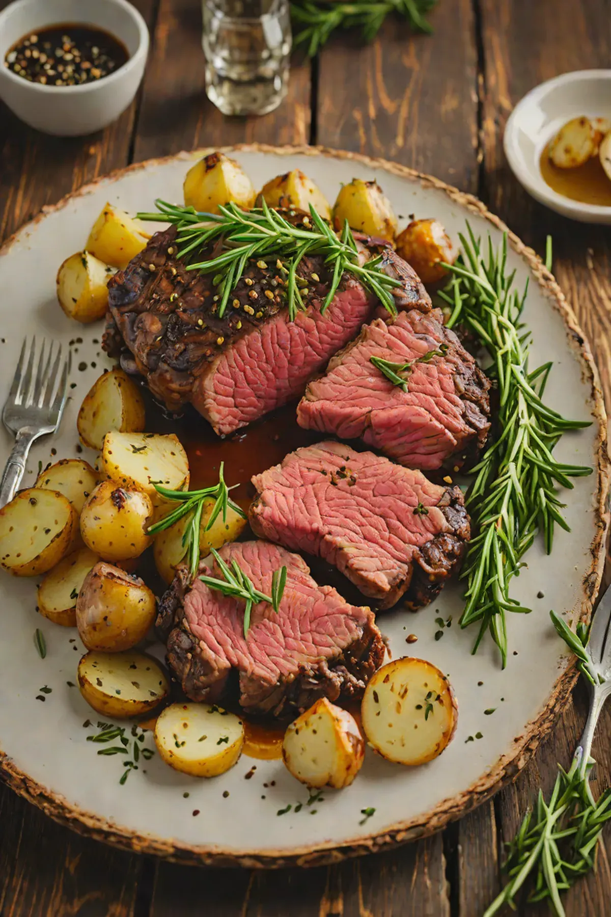 Herb-Crusted Grilled Beef with Crispy Rosemary Potatoes