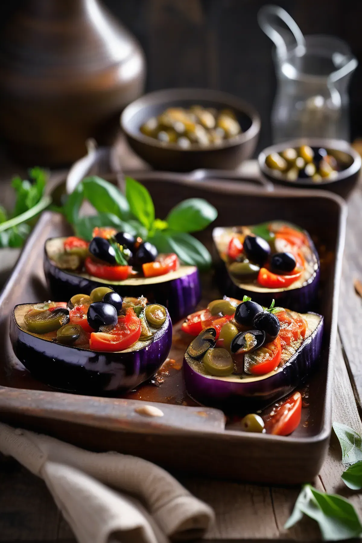 Italian aubergine traybake