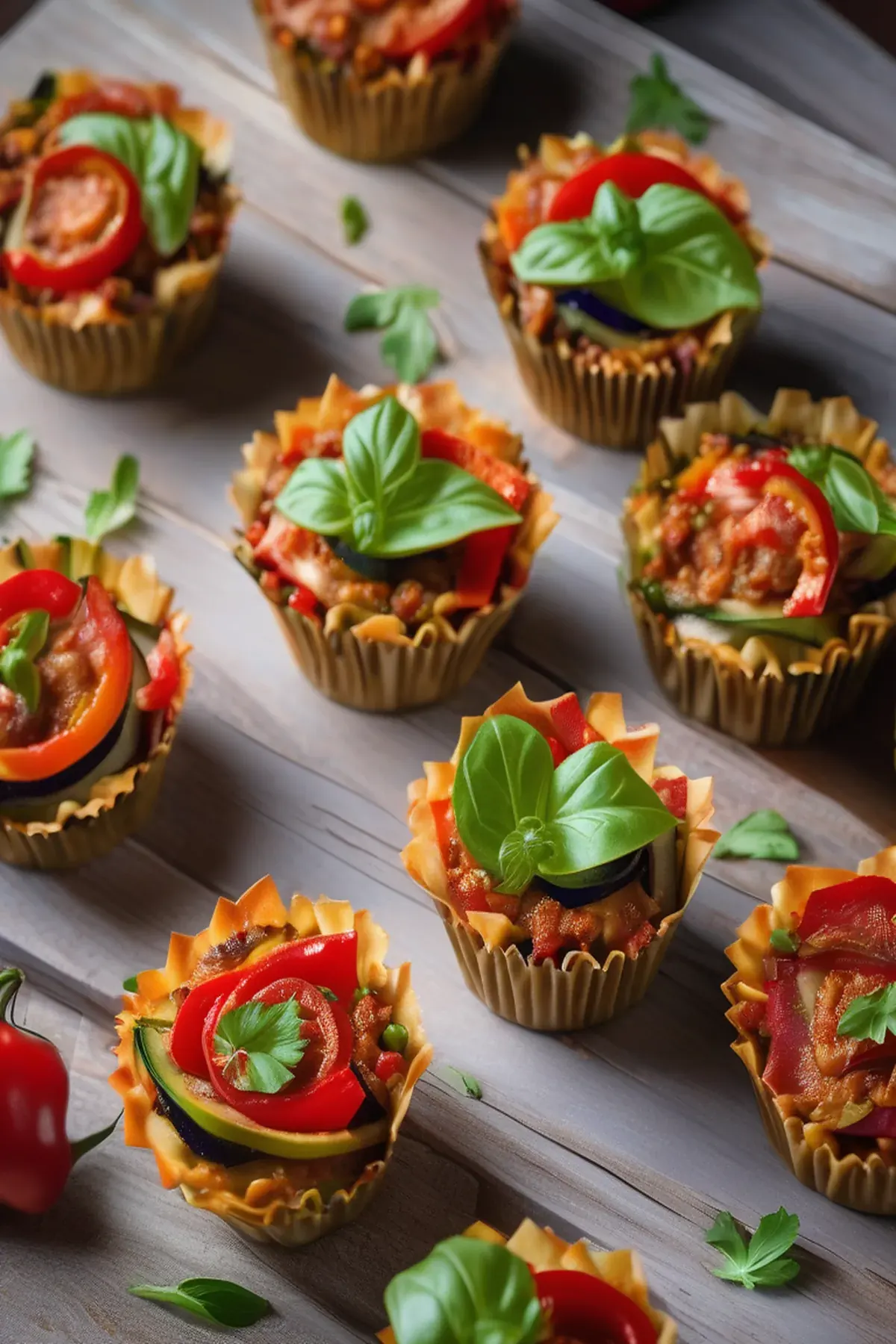 Lasagna Cupcake With Roasted Veggies