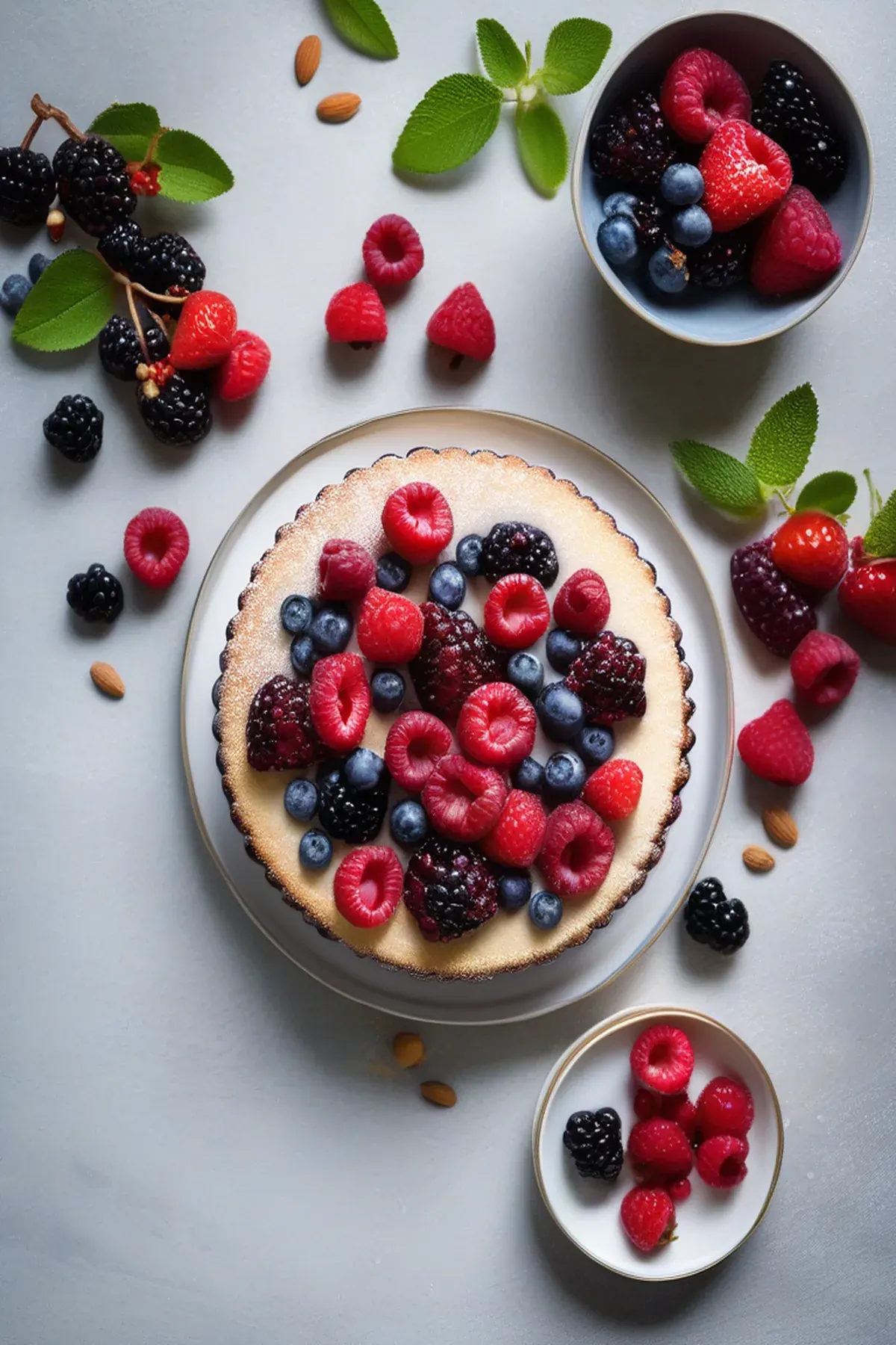 Mazarin almond cake with summer berries