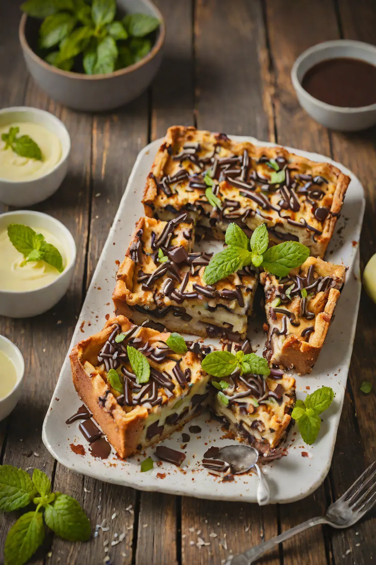 Mint Chocolate Bread and Butter Pudding