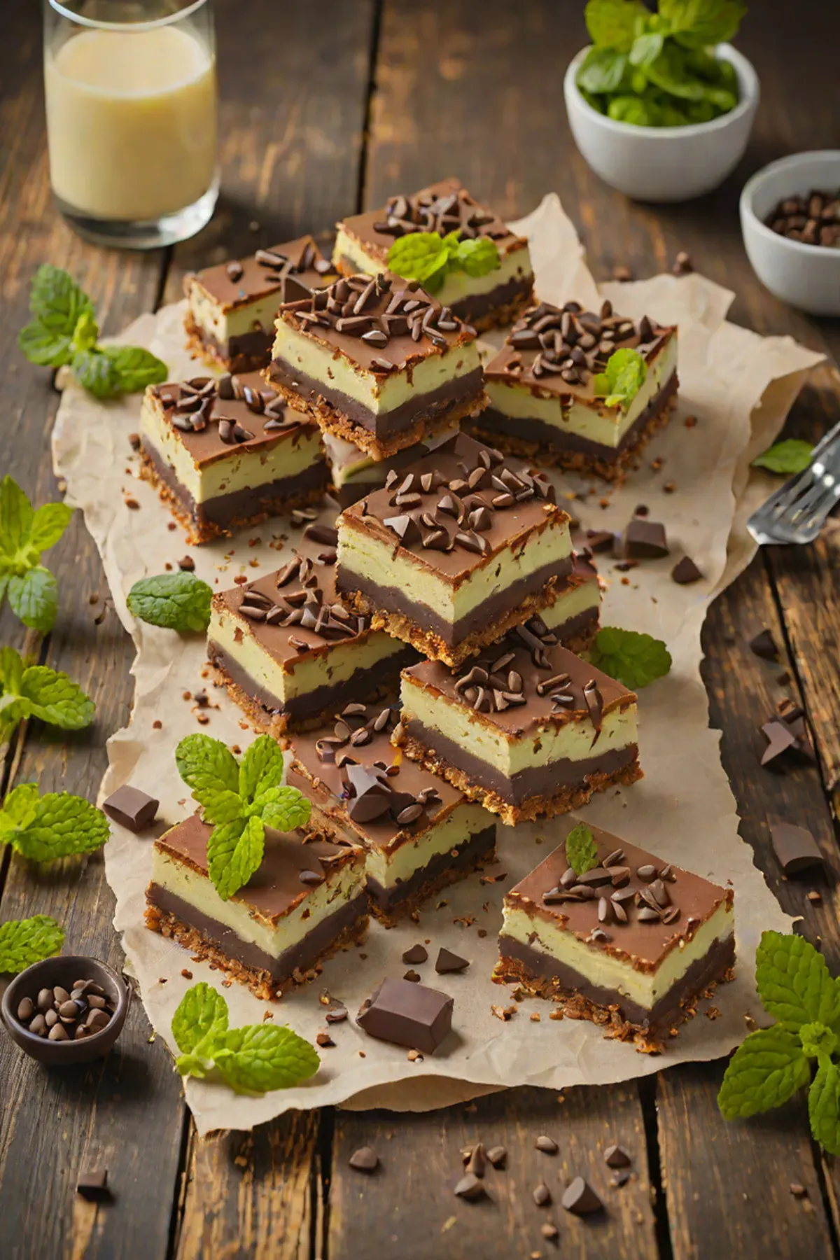Mint Chocolate Cheesecake Bars