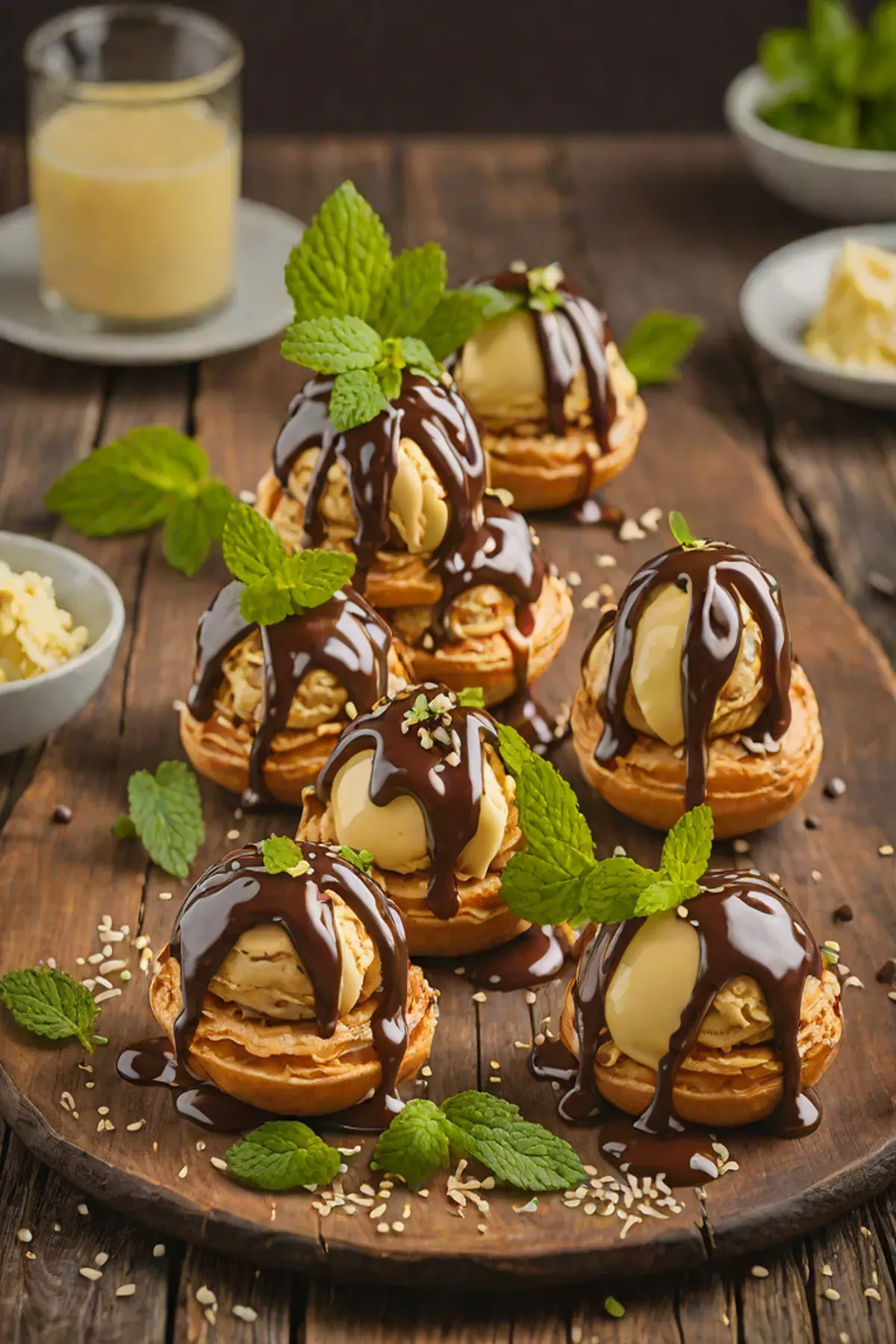 Mint Chocolate Profiteroles