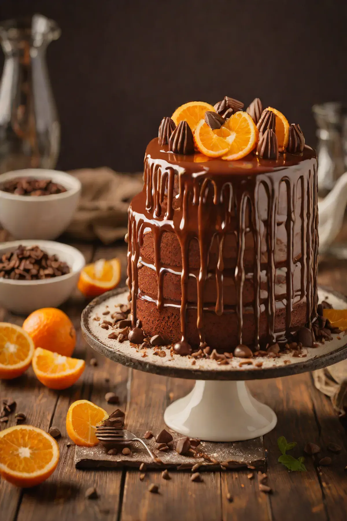 Orange Chocolate Drip Cake