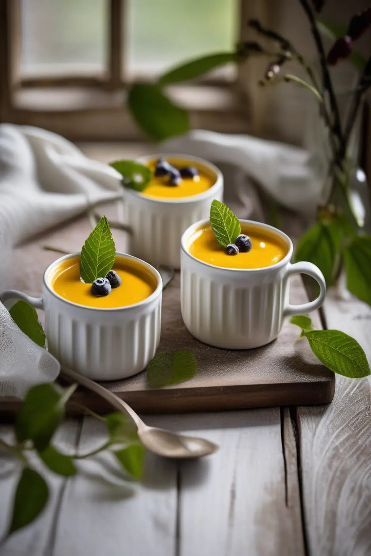 Passion fruit cream pots
