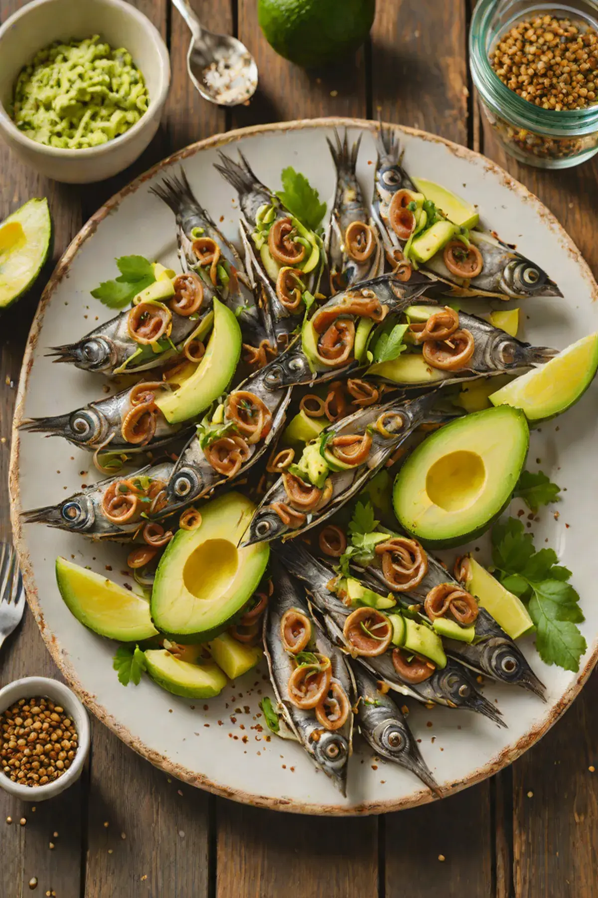 Roasted Anchovies with Avocado