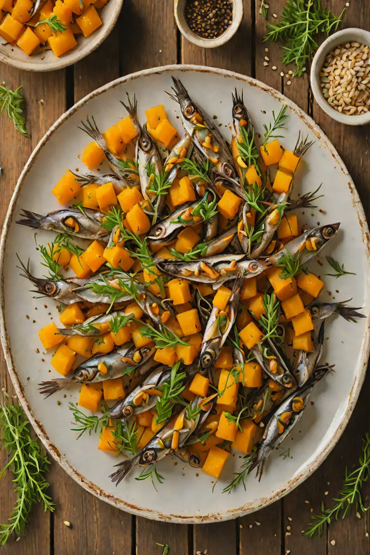 Roasted Anchovies with Butternut Squash
