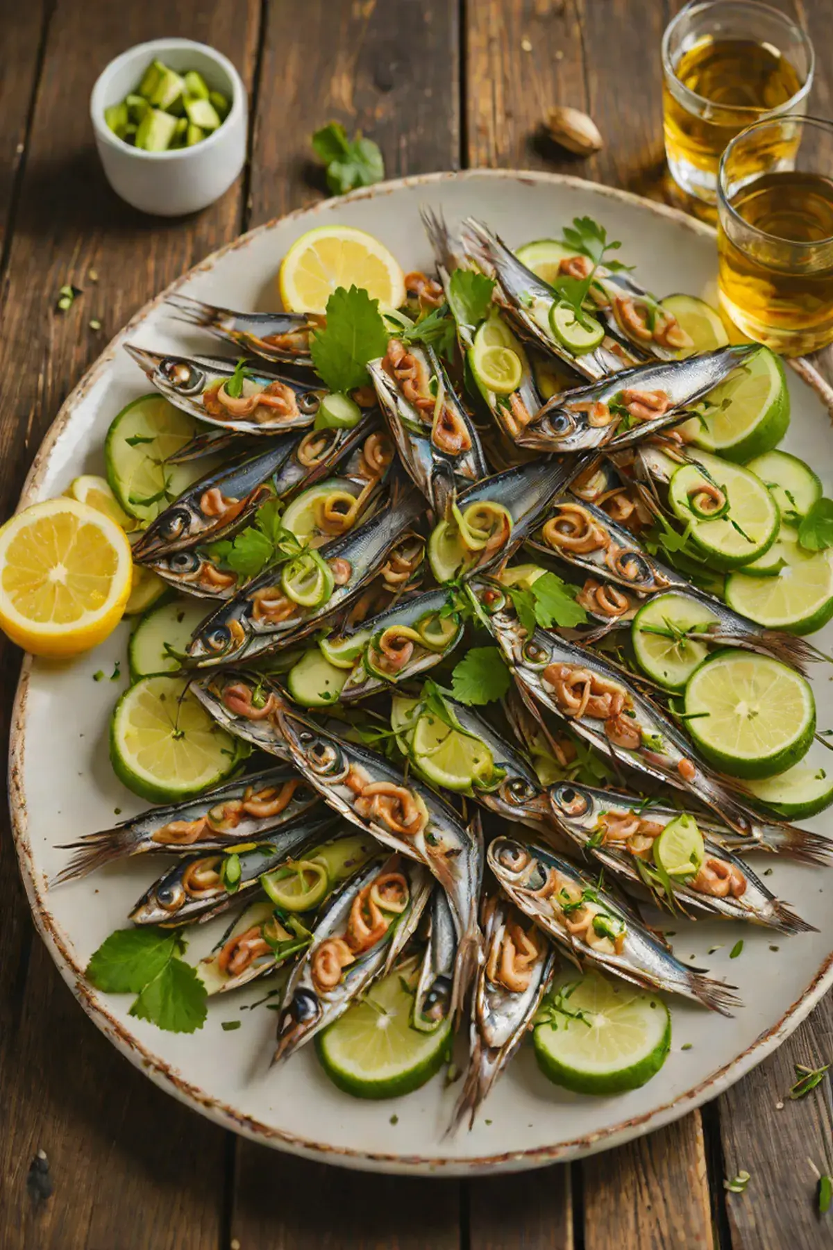 Roasted Anchovies with Cucumber
