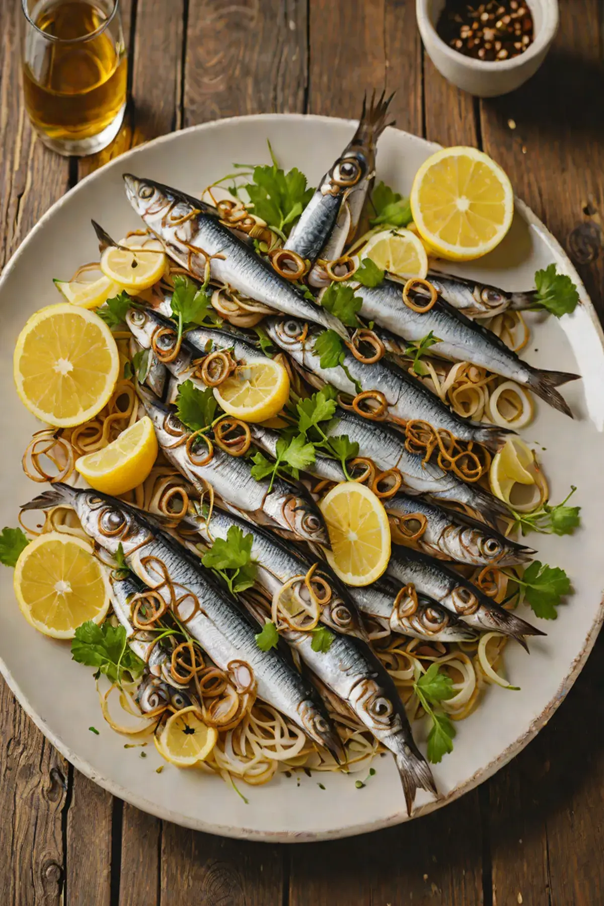 Roasted Anchovies with Daikon