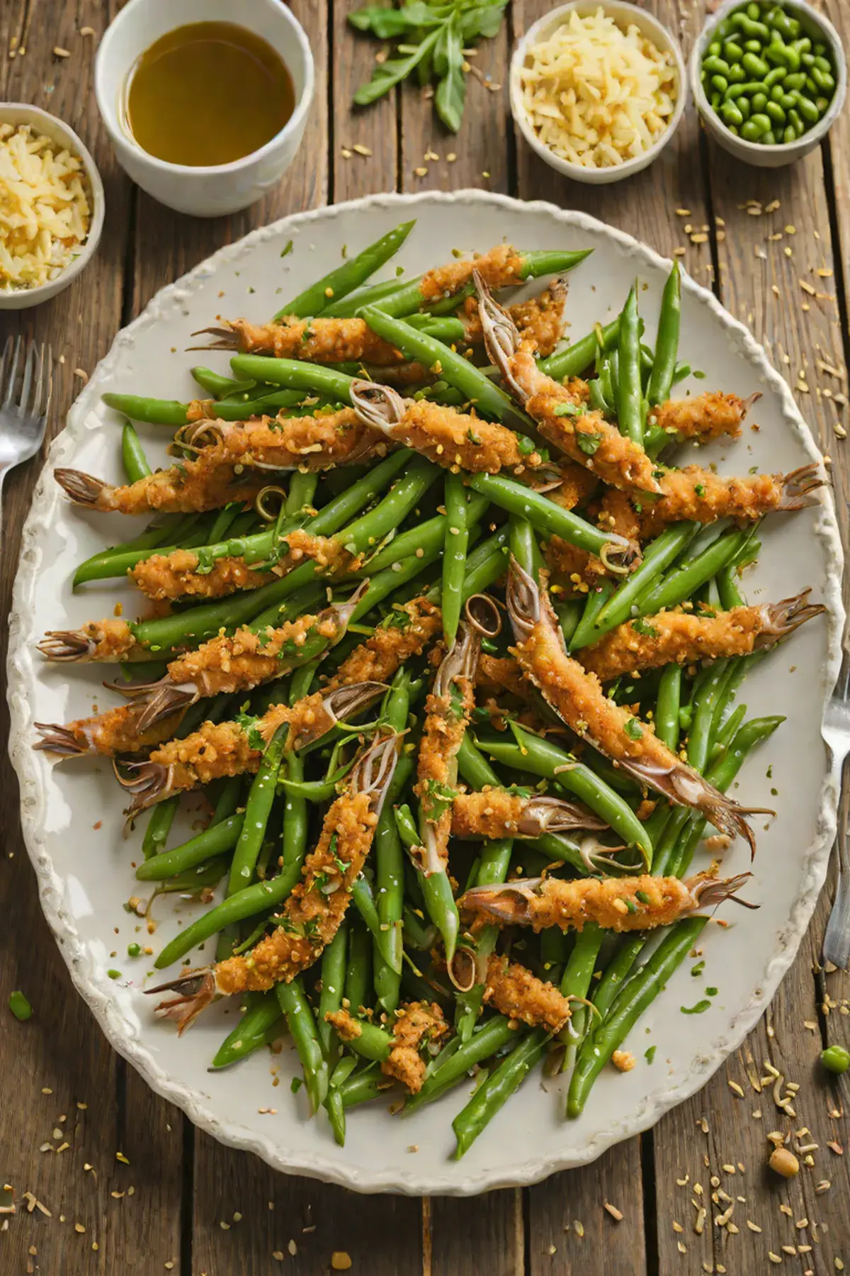 Roasted Anchovies with Green Beans and Garlic Breadcrumbs