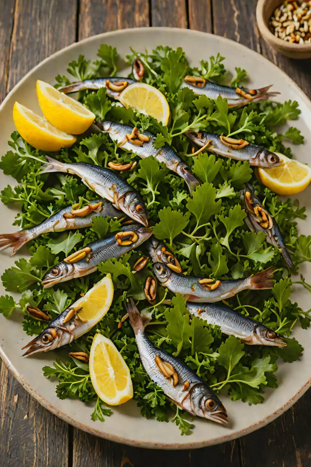 Roasted Anchovies with Kale