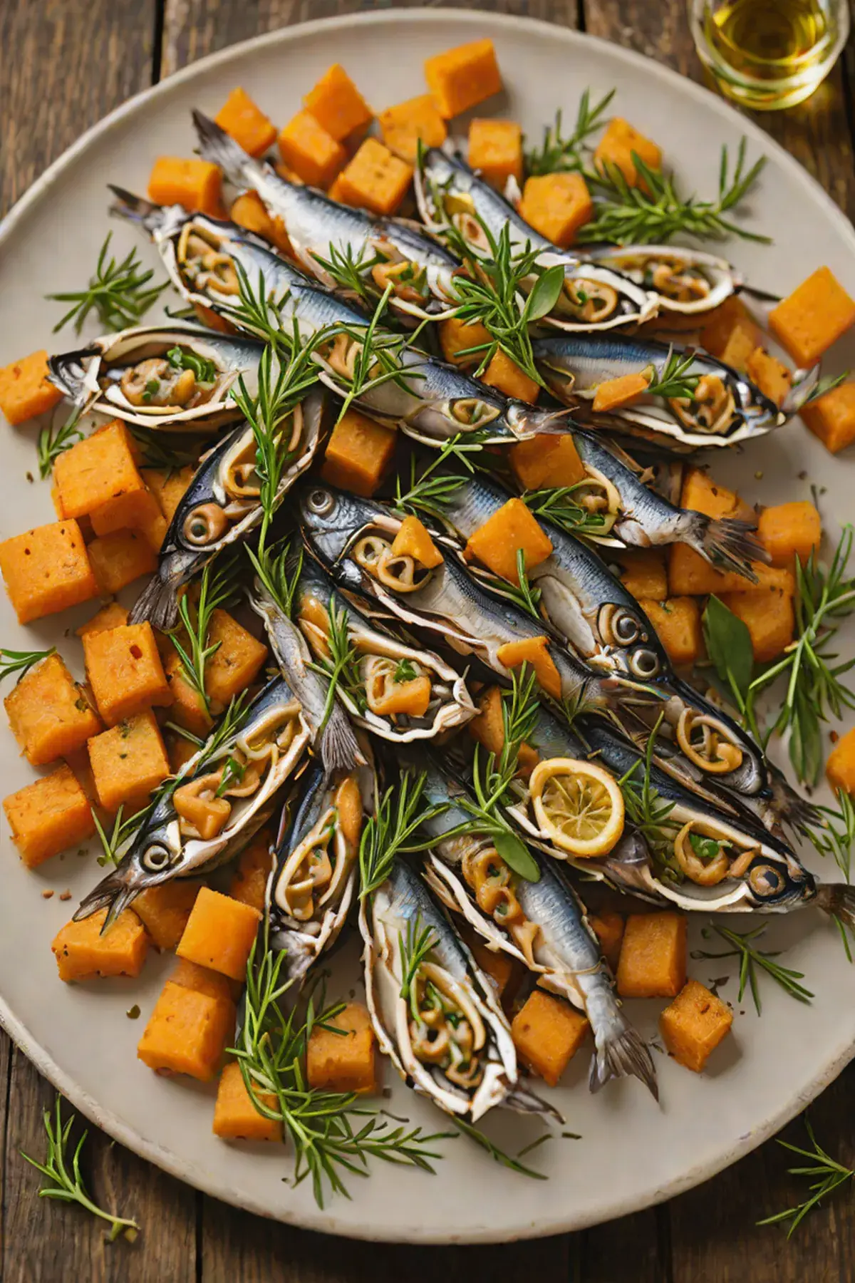 Roasted Anchovies with Sweet Potato