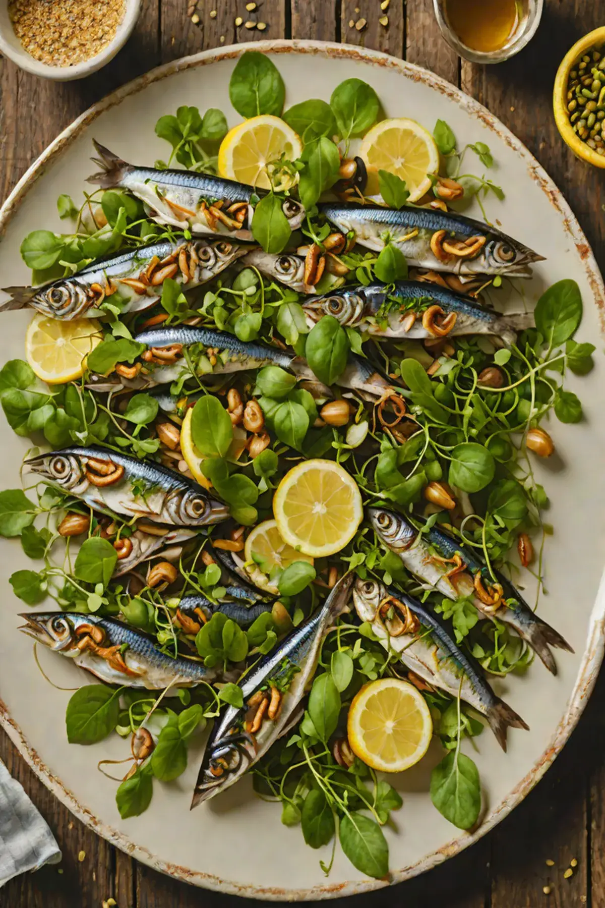 Roasted Anchovies with Watercress