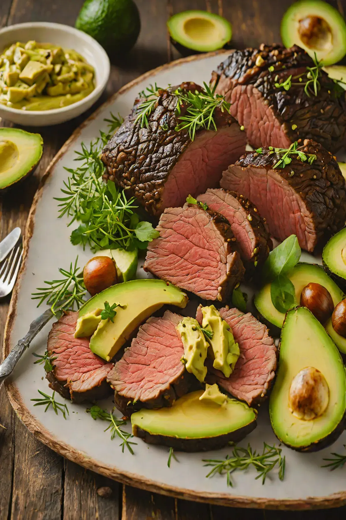 Roasted Bison with Avocado