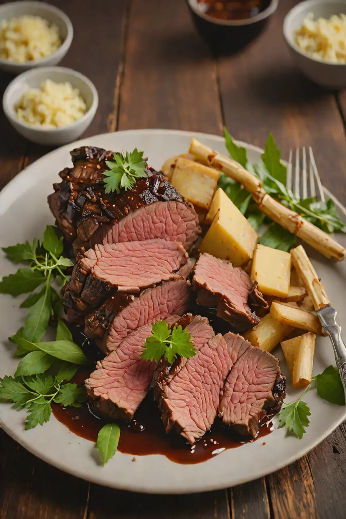 Roasted Bison with Bamboo Shoot