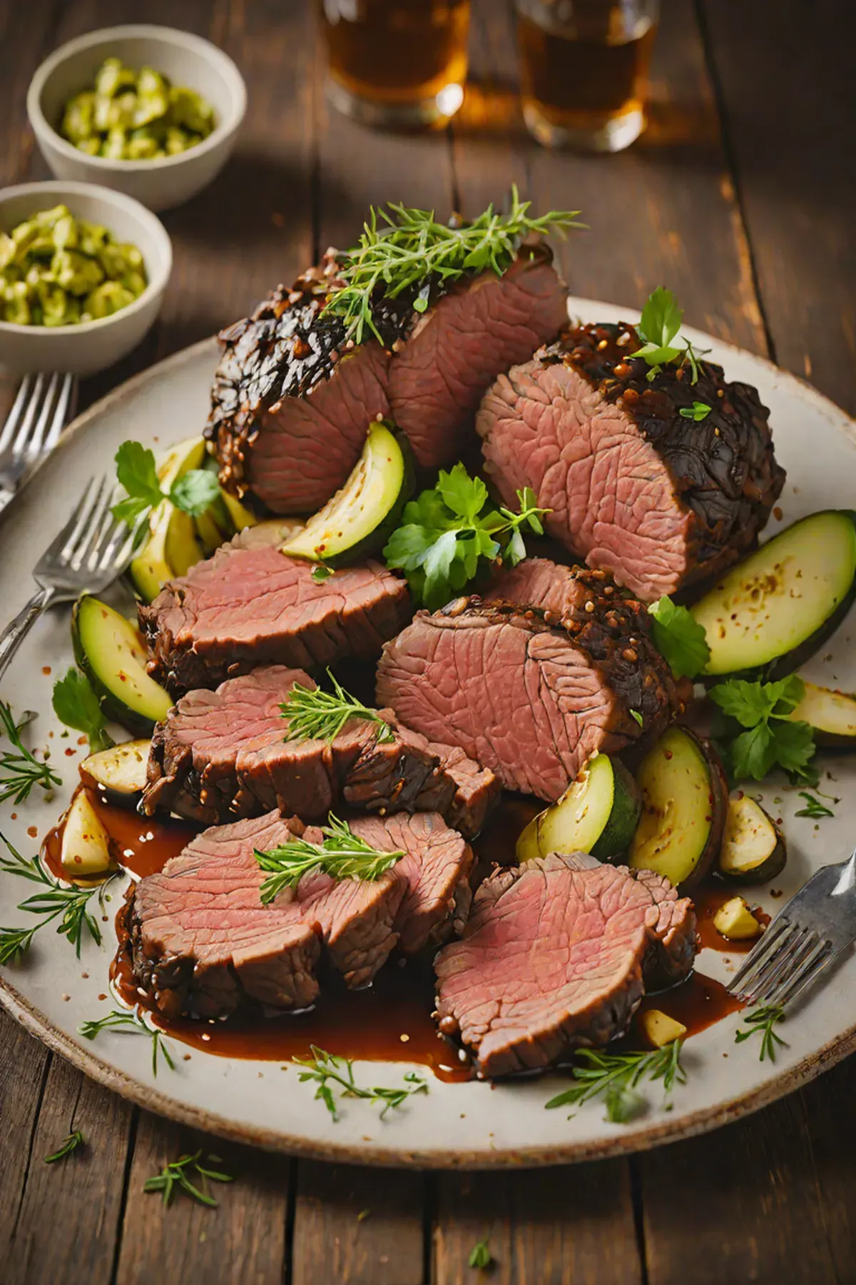 Roasted Bison with Courgette