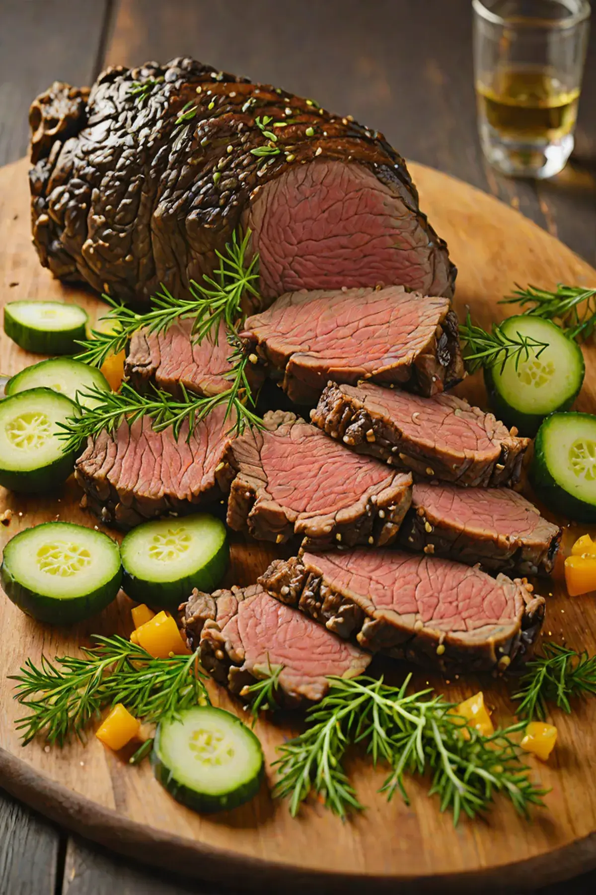 Roasted Bison with Cucumber and Dill Salad