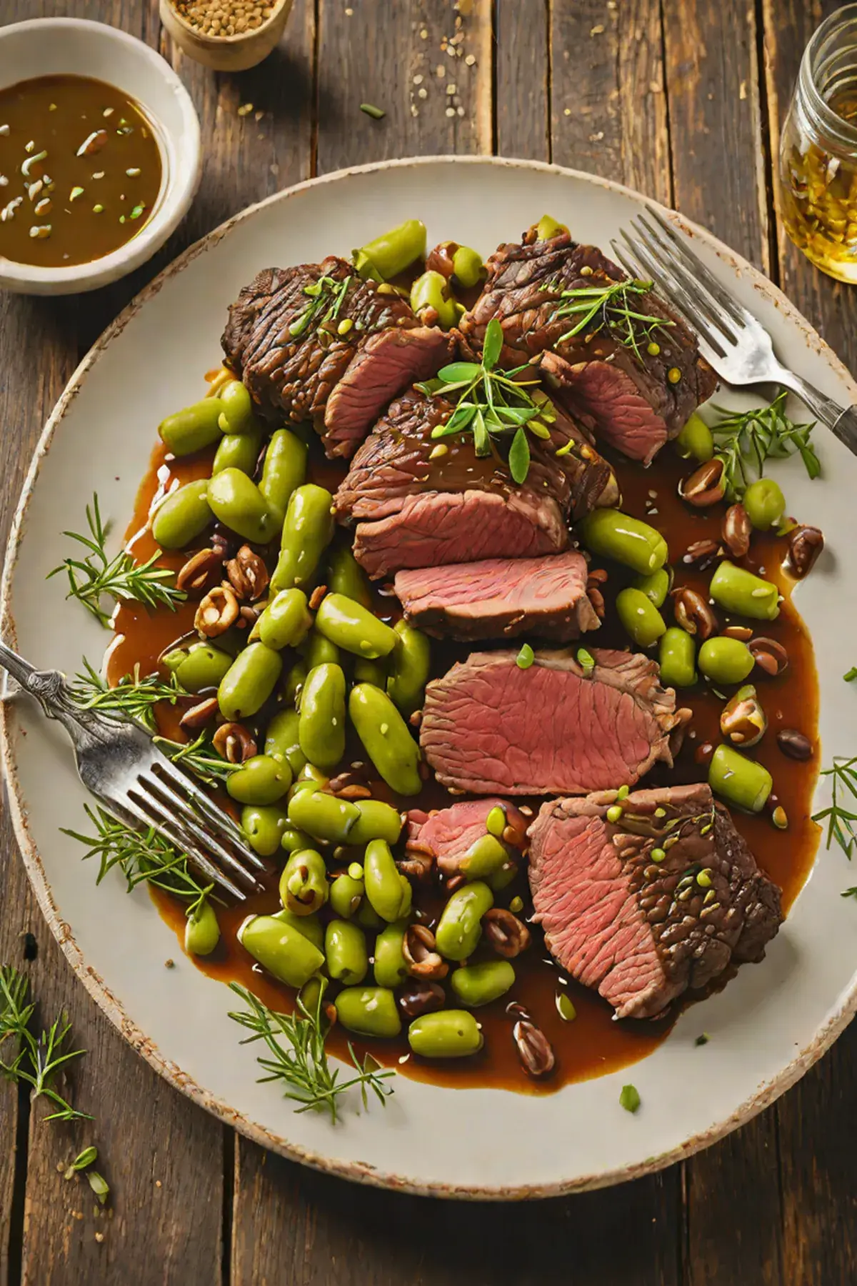 Roasted Bison with Edamame