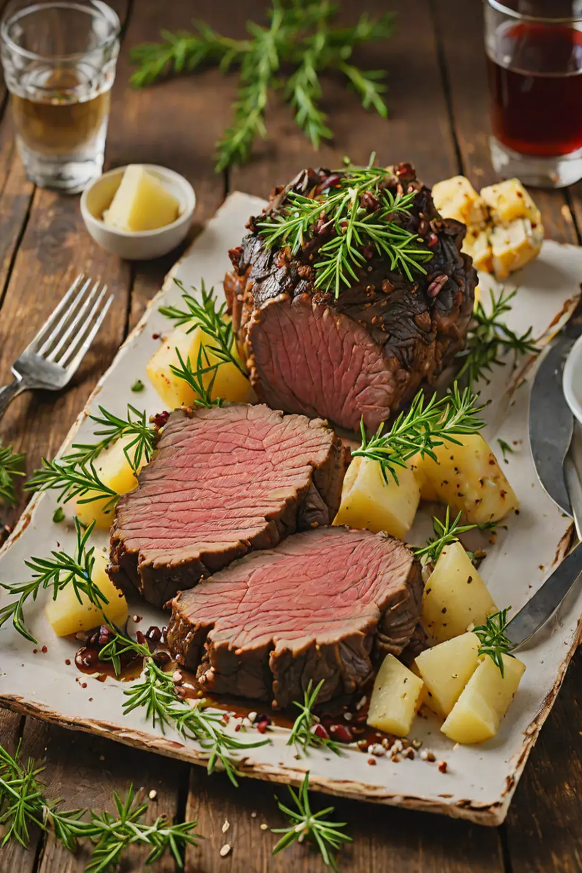 Roasted Bison with Parsnip and Herb Crust