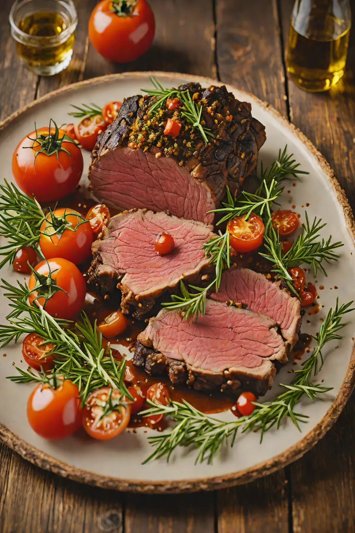 Roasted Bison with Tomato and Herb Crust
