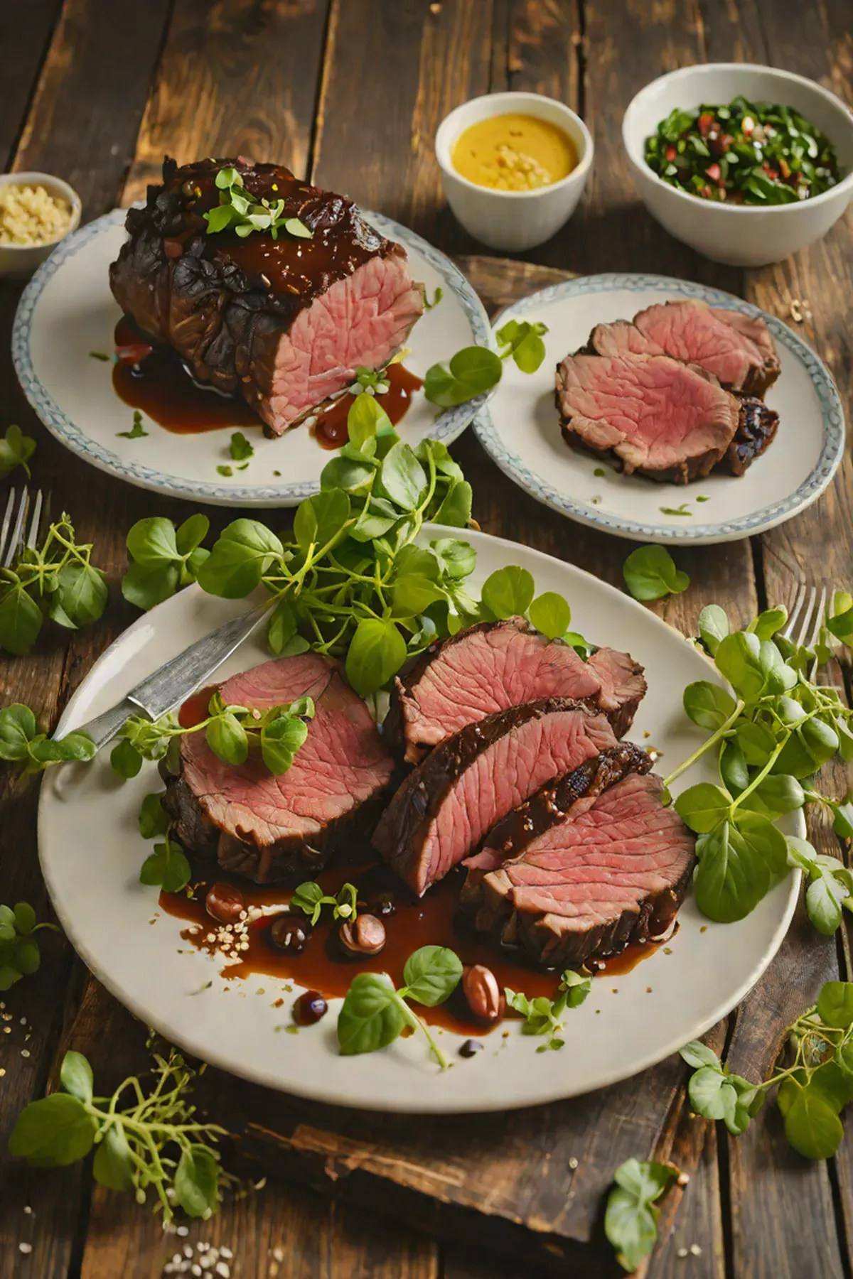 Roasted Bison with Watercress