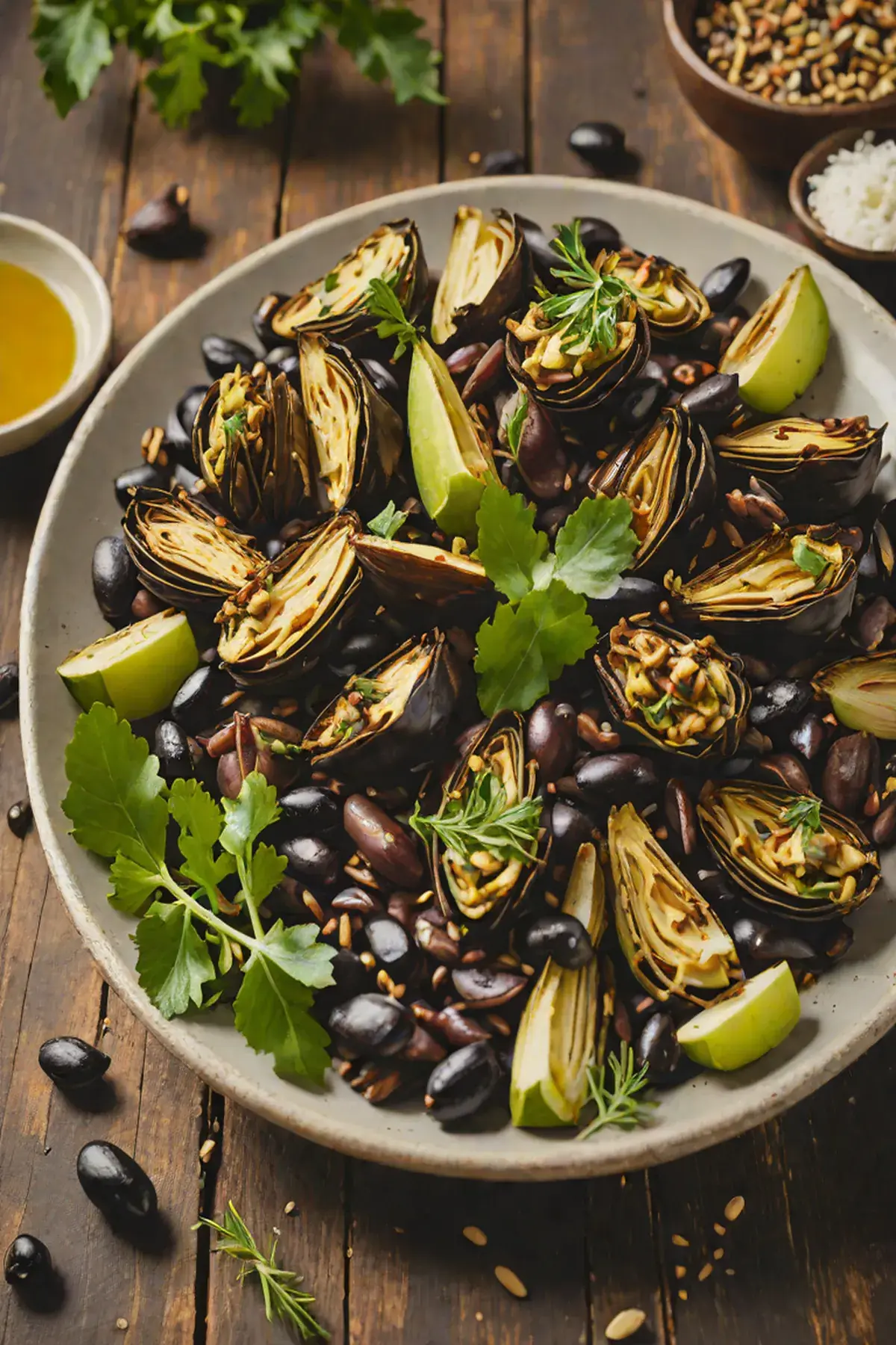 Roasted Black Beans with Artichoke