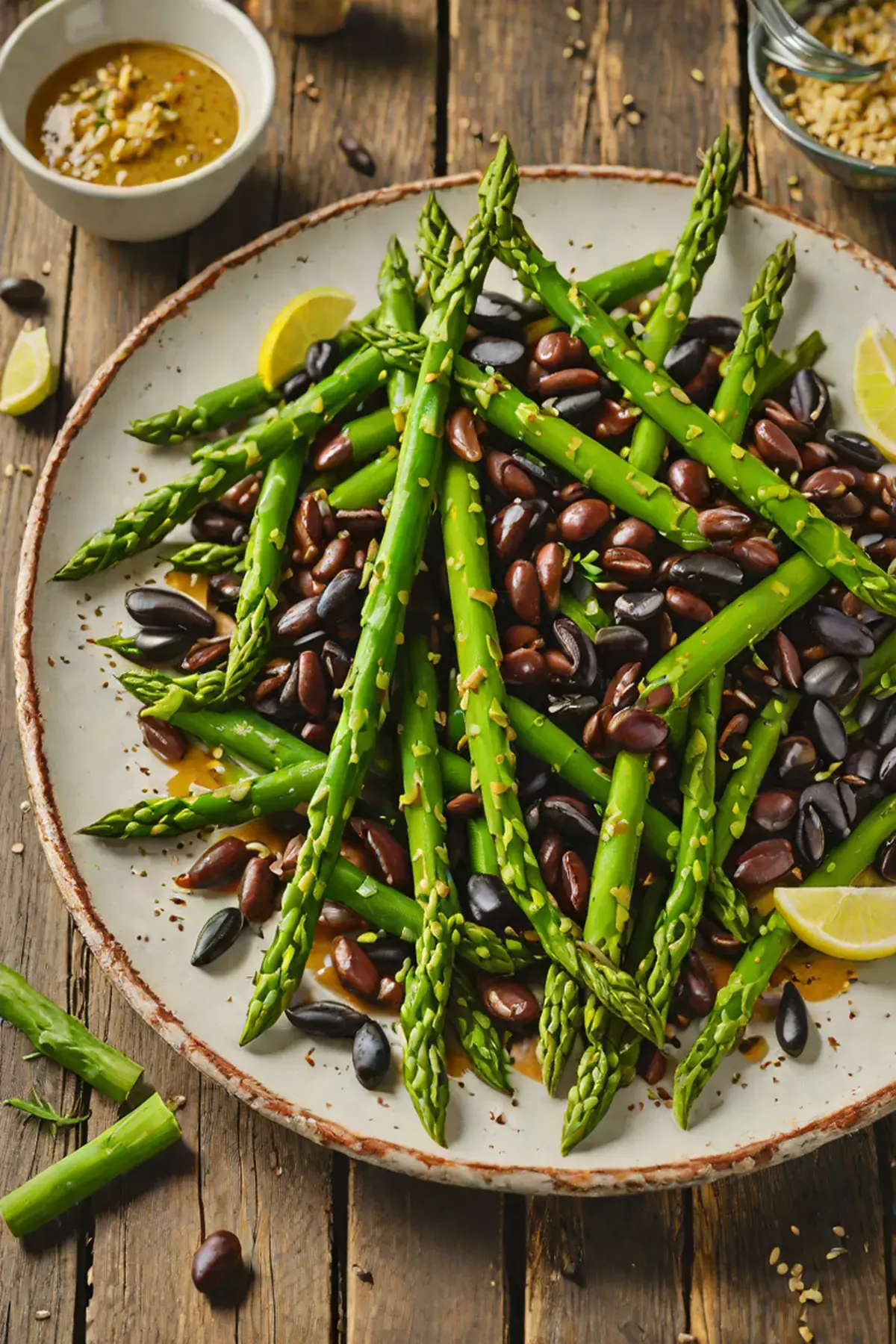 Roasted Black Beans with Asparagus