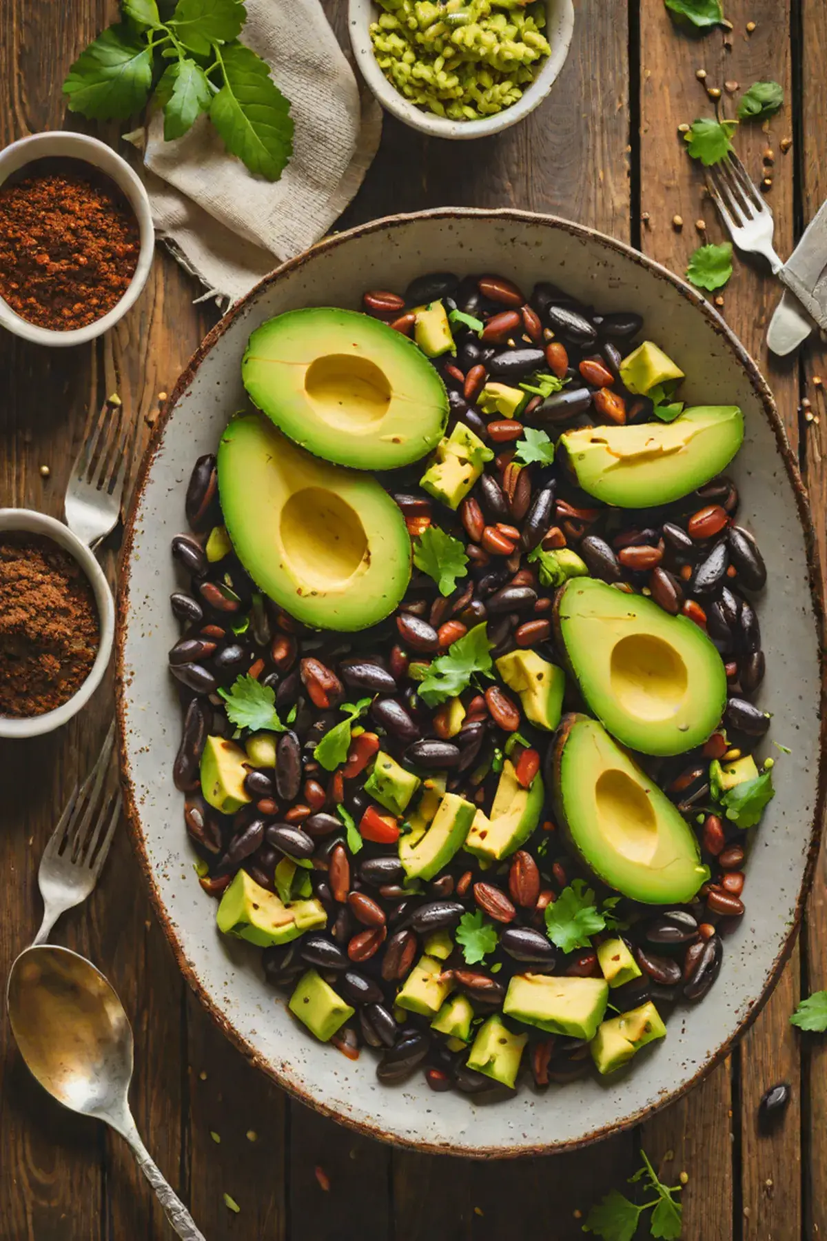 Roasted Black Beans with Avocado