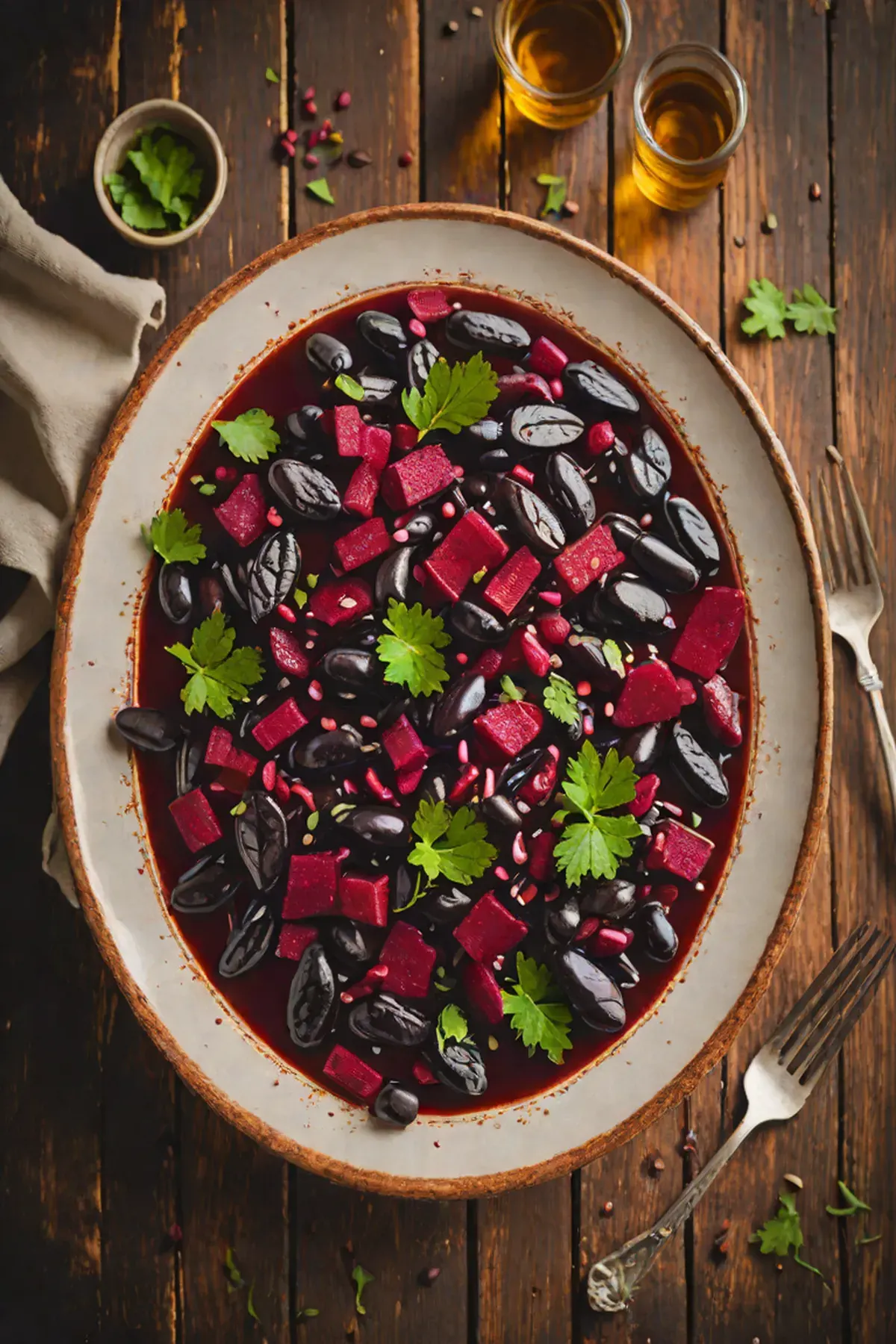Roasted Black Beans with Beetroot