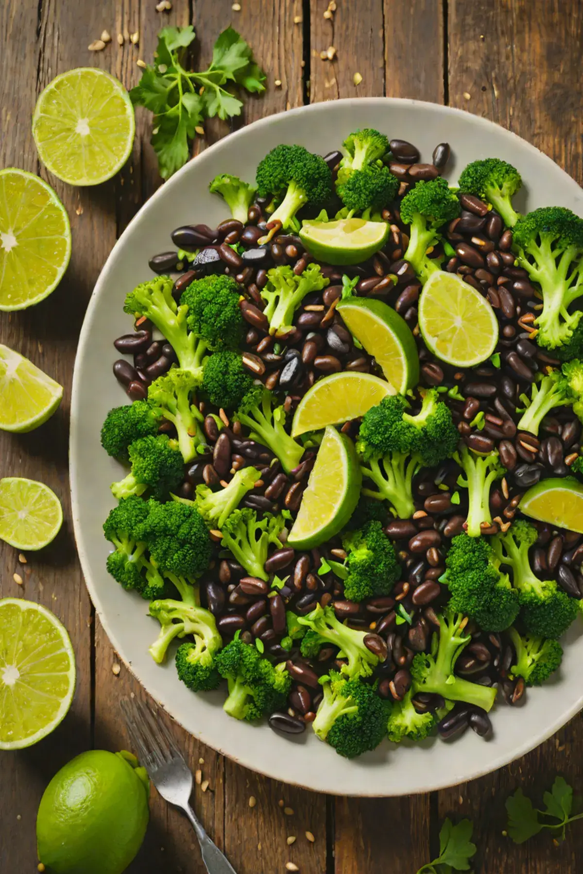 Roasted Black Beans with Broccoli