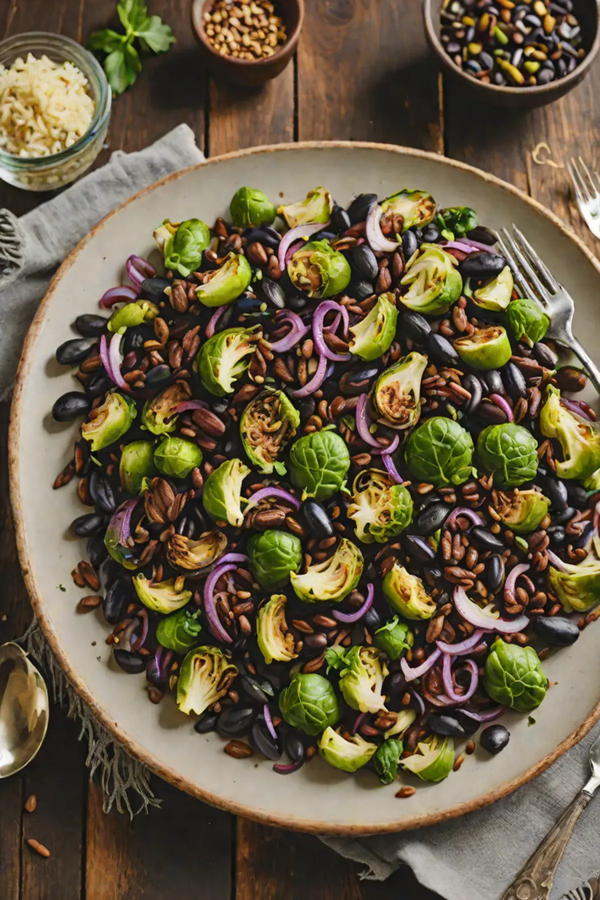 Roasted Black Beans with Brussels Sprouts and Smoky Spice