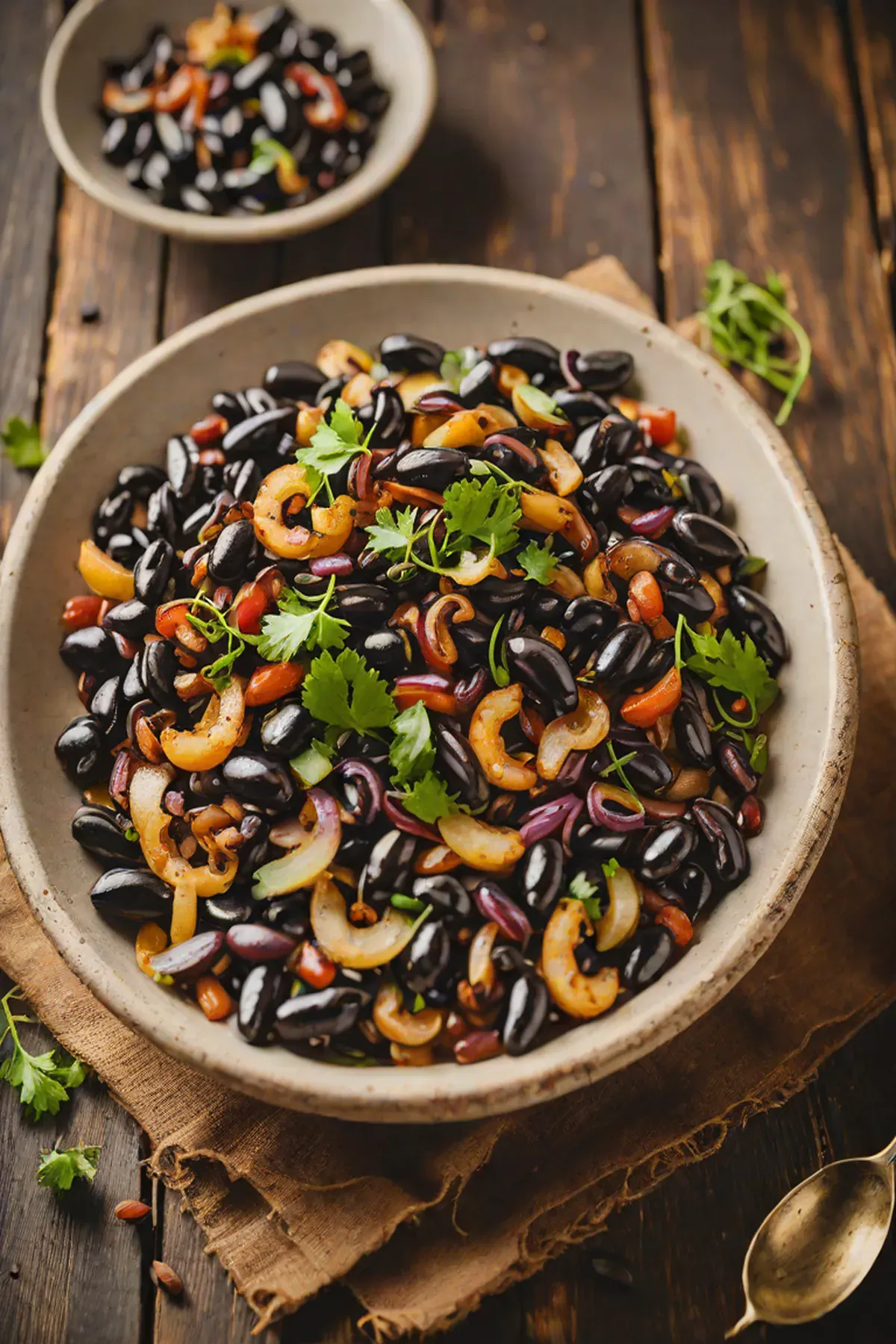 Roasted Black Beans with Caramelized Onion