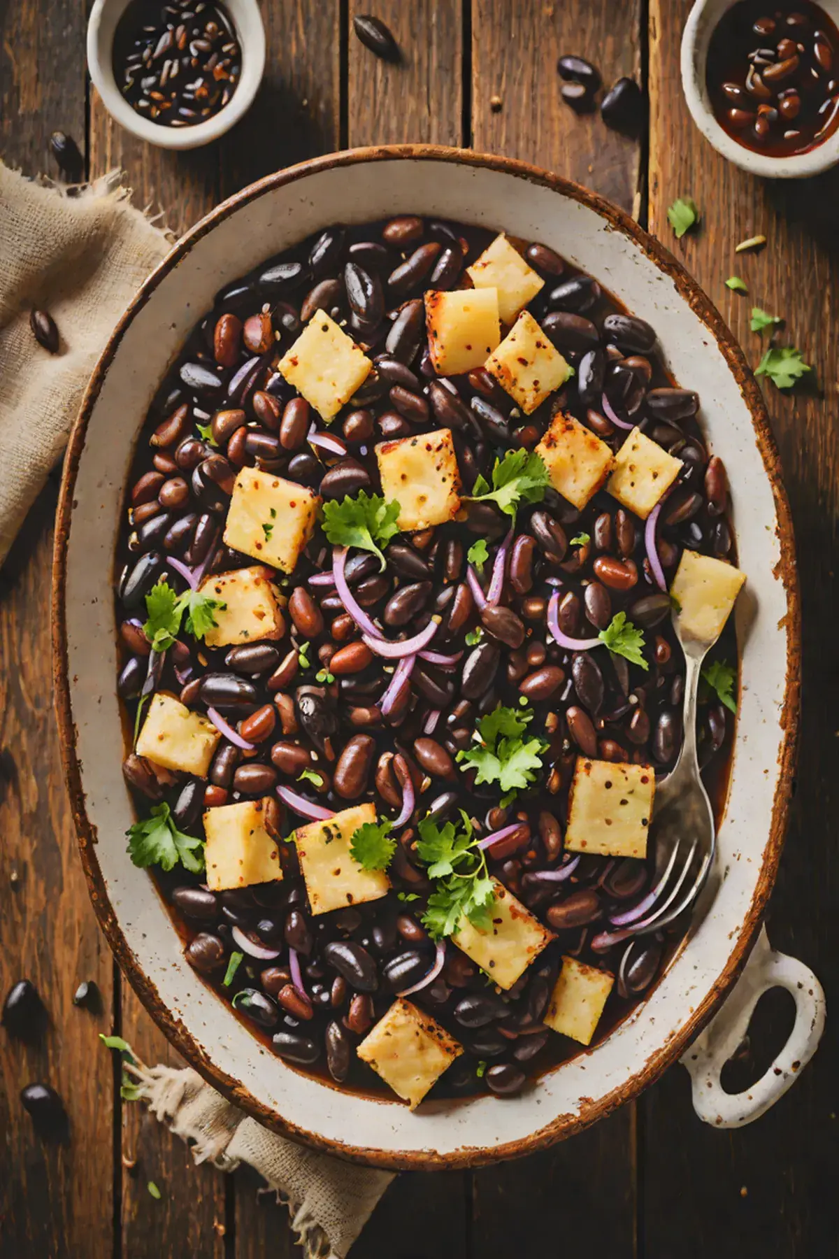 Roasted Black Beans with Cassava