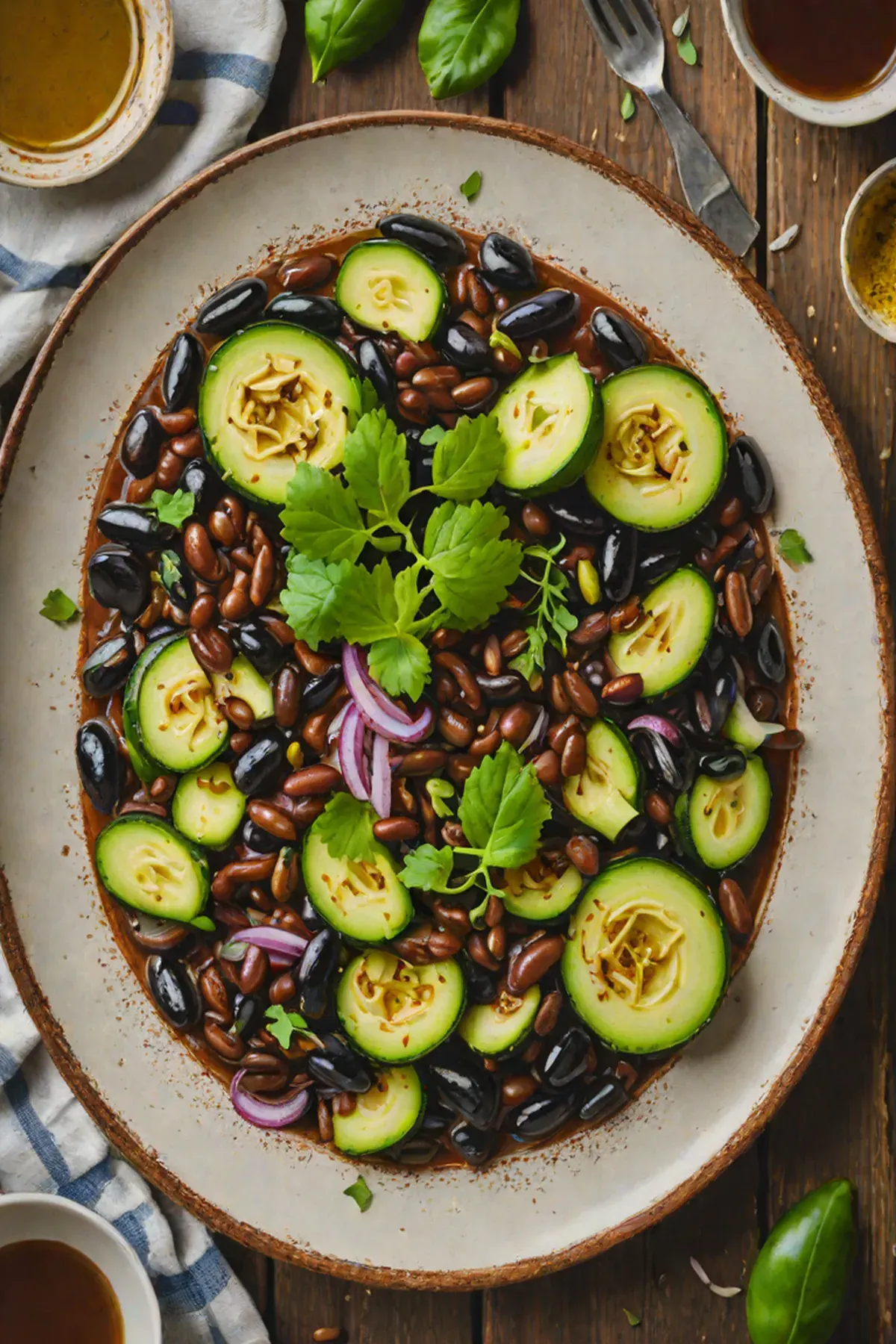 Roasted Black Beans with Courgette