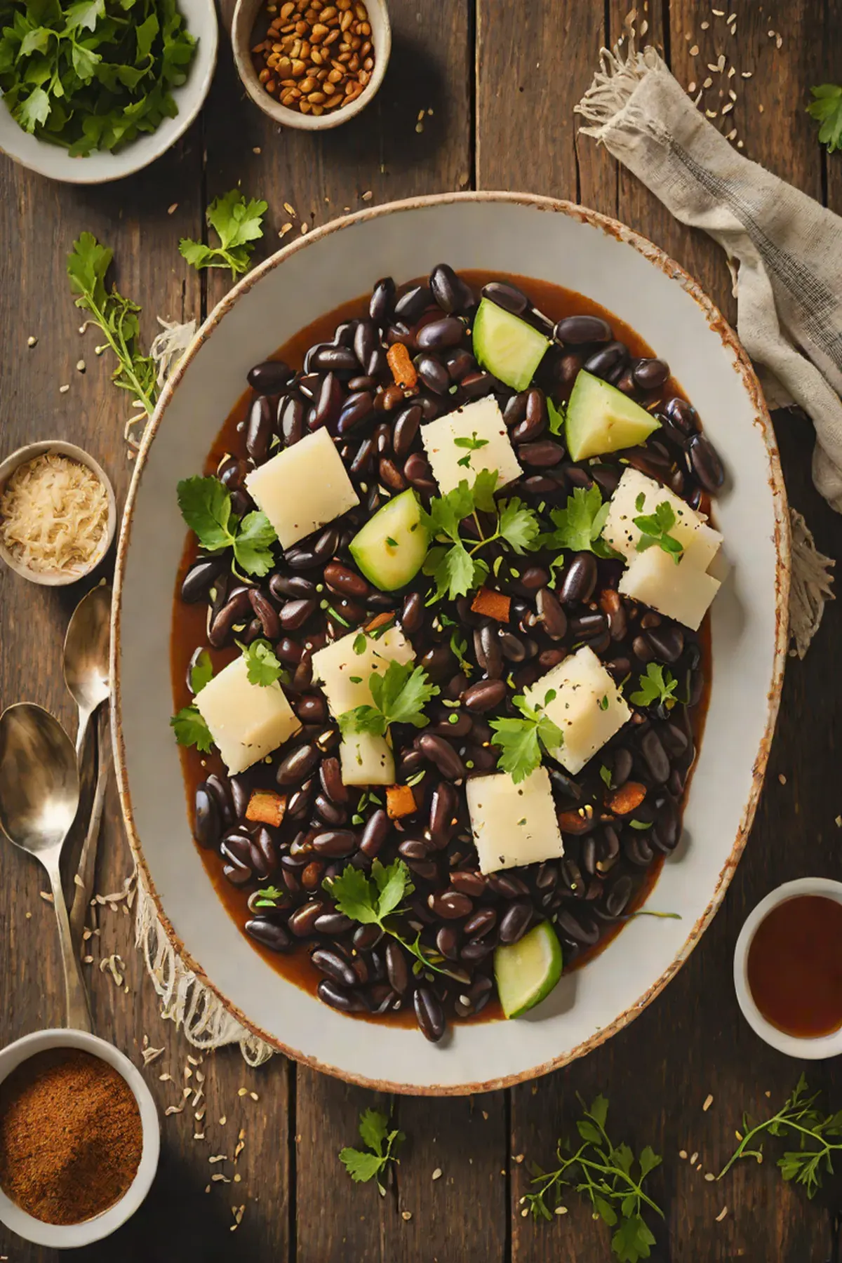 Roasted Black Beans with Daikon