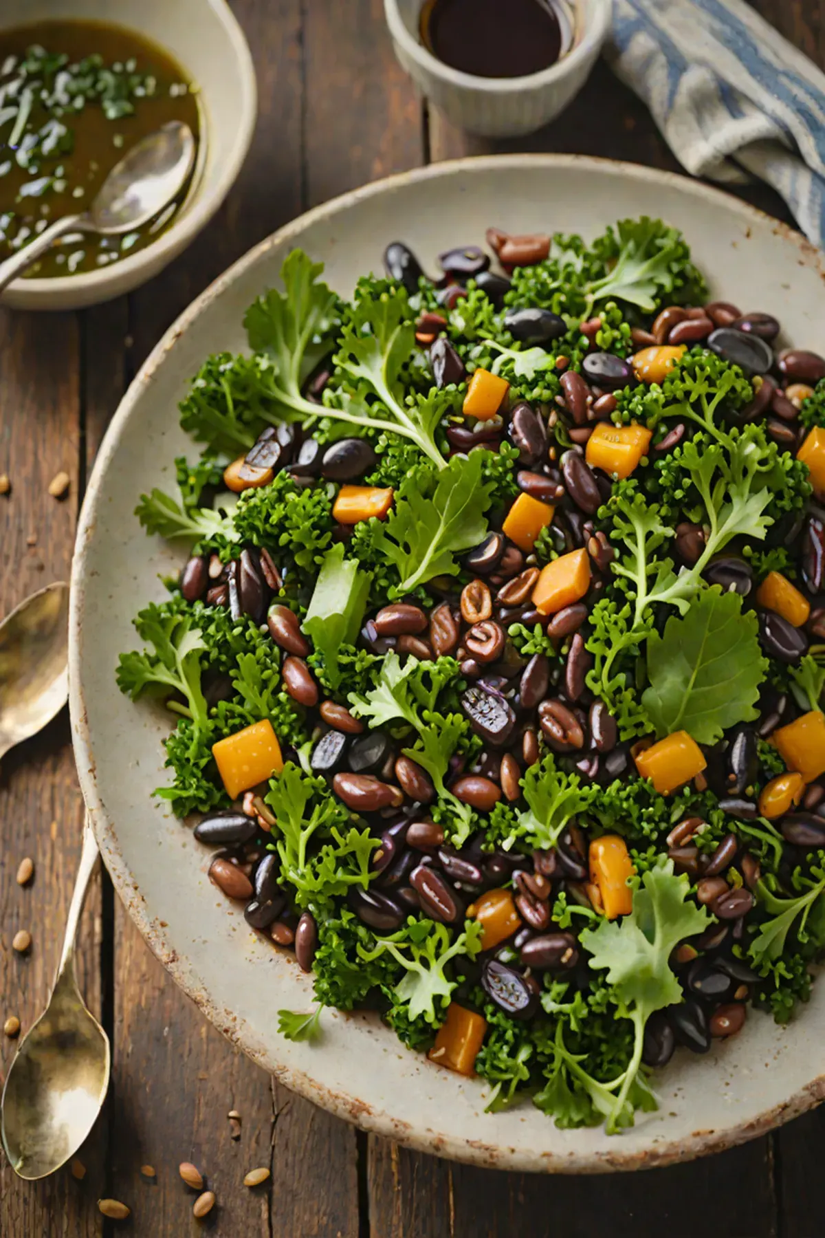 Roasted Black Beans with Kale