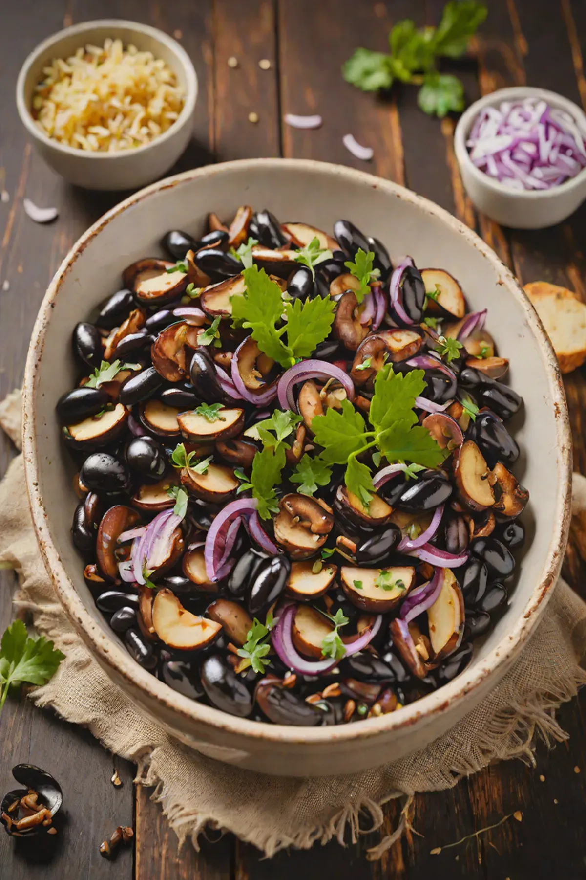 Roasted Black Beans with Mushroom