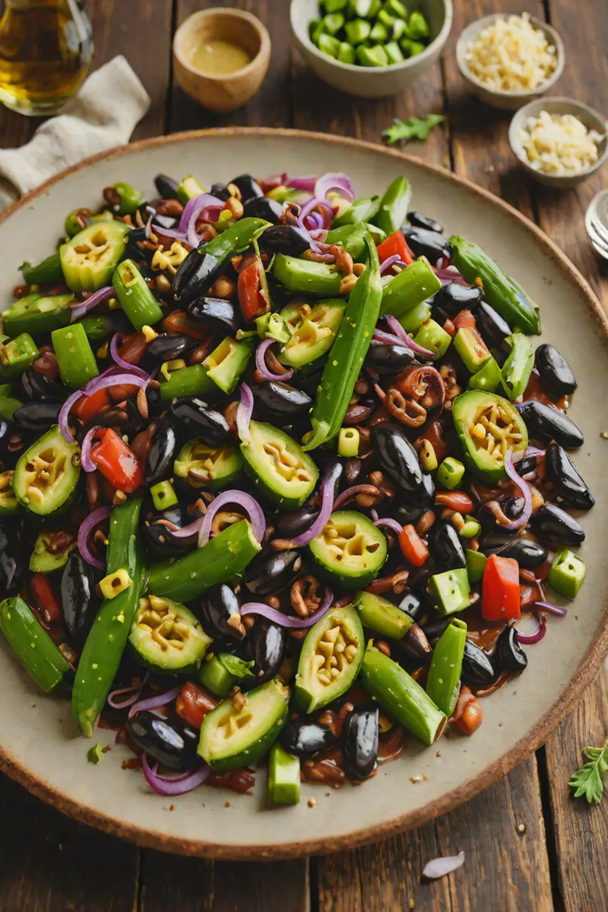 Roasted Black Beans with Okra