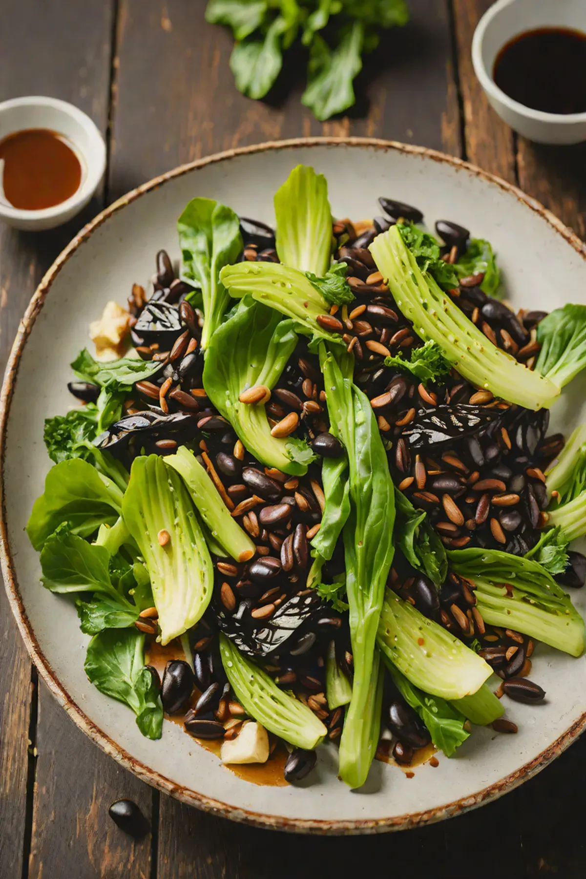 Roasted Black Beans with Pak Choi