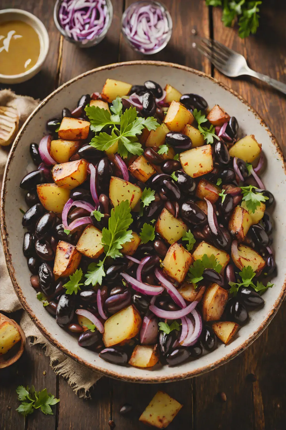 Roasted Black Beans with Potato