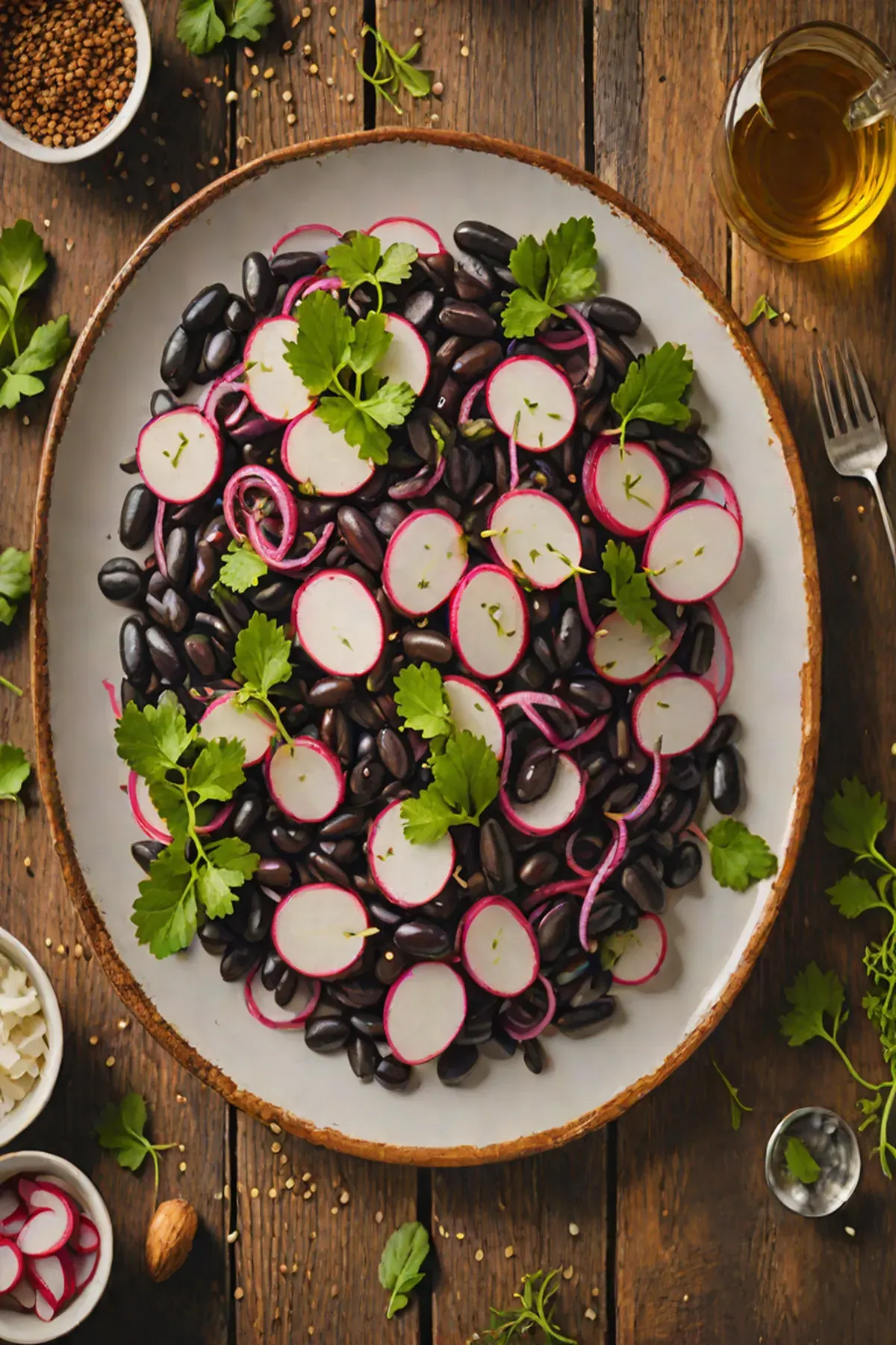 Roasted Black Beans with Radish