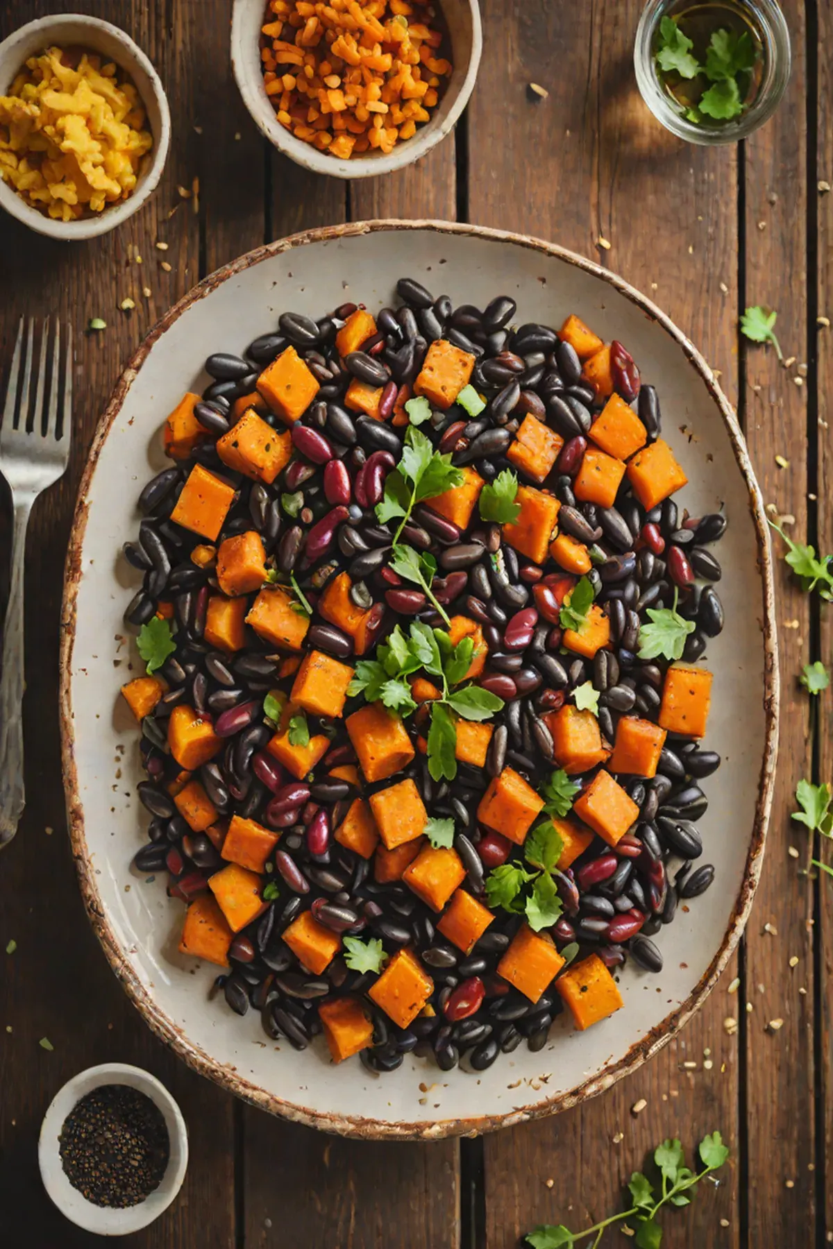 Roasted Black Beans with Sweet Potato