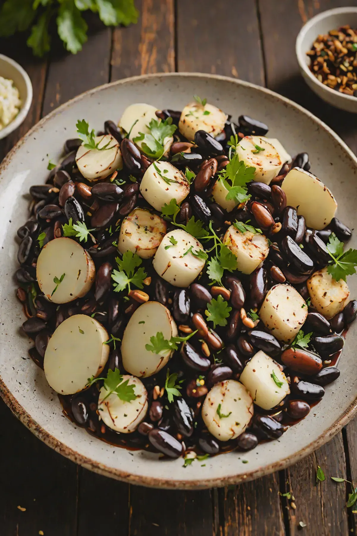 Roasted Black Beans with Turnip
