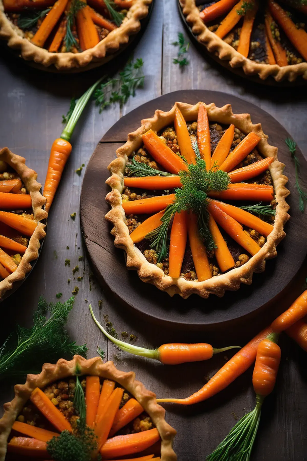 Roasted carrot & whipped feta tart